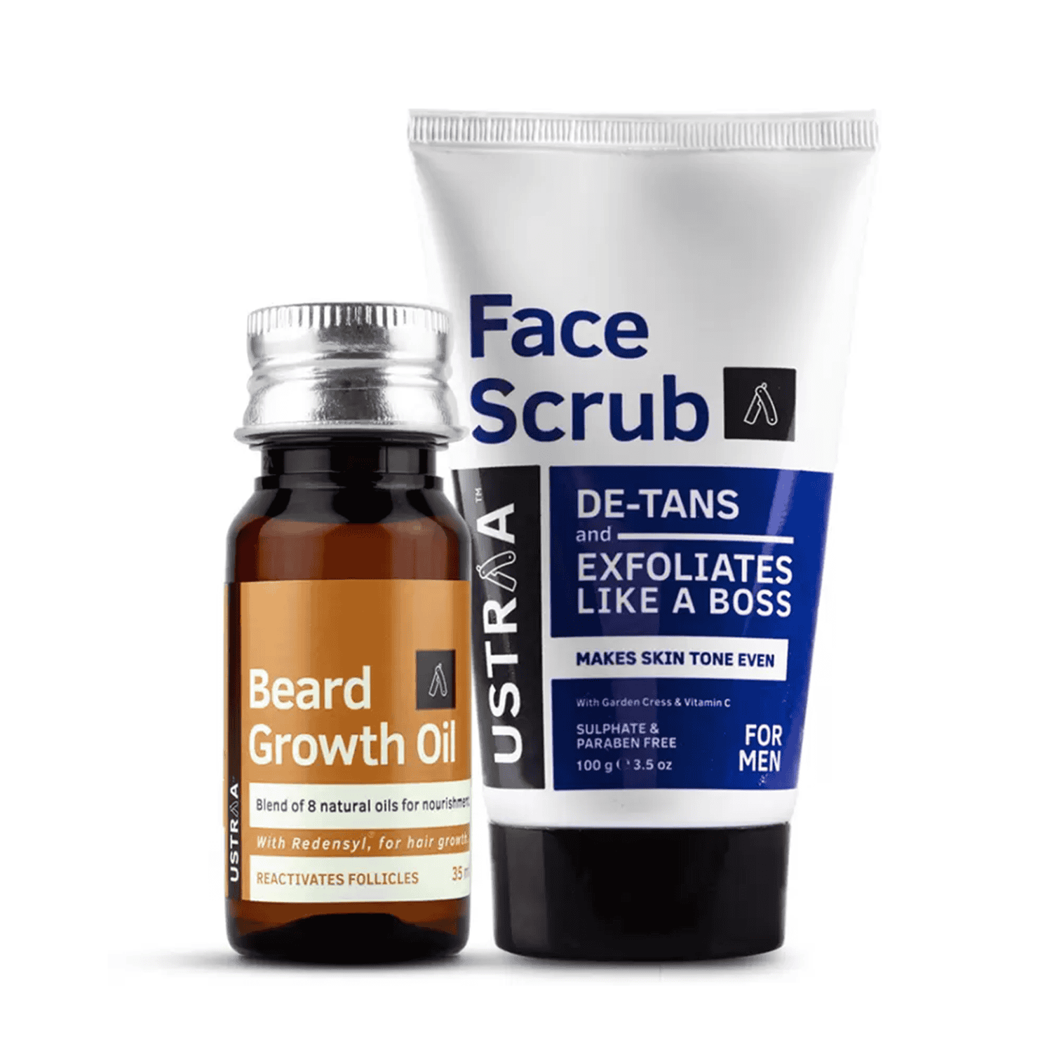 Ustraa Beard Growth Oil & De-tan Face Scrub
