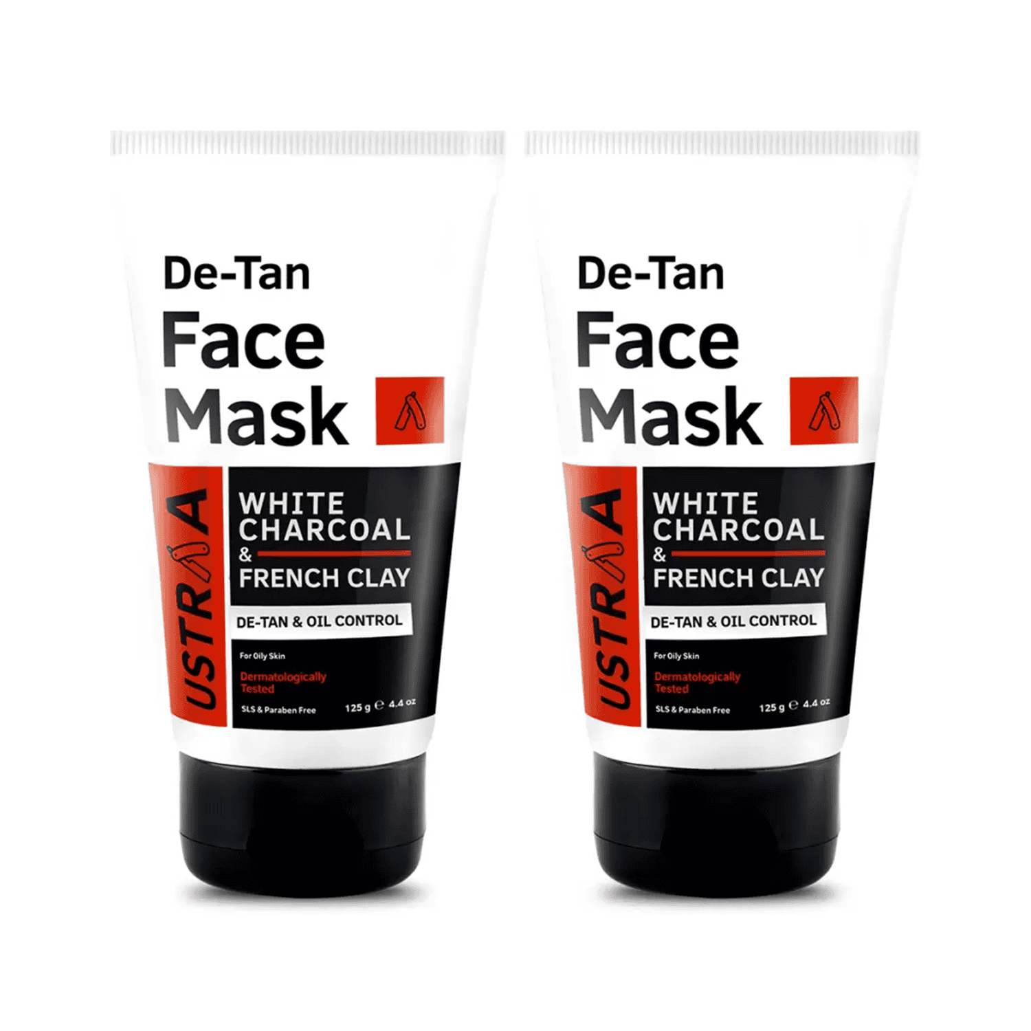 Ustraa De Tan Face Mask For Oily Skin - 125g (pack Of 2) - (2 Pcs)