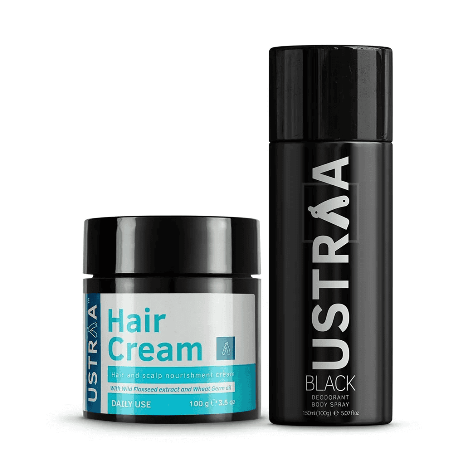 Ustraa | Ustraa Black Deodorant 150ml & Hair Cream Daily Use 100g (2 Pcs)