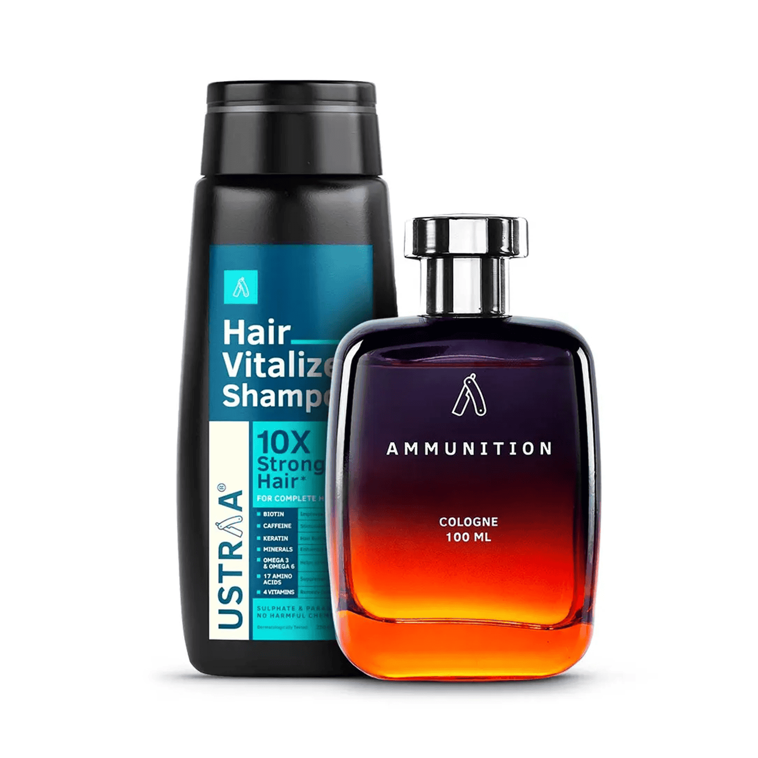 Ustraa Hair Vitalizer Shampoo & Ammunition Cologne Combo
