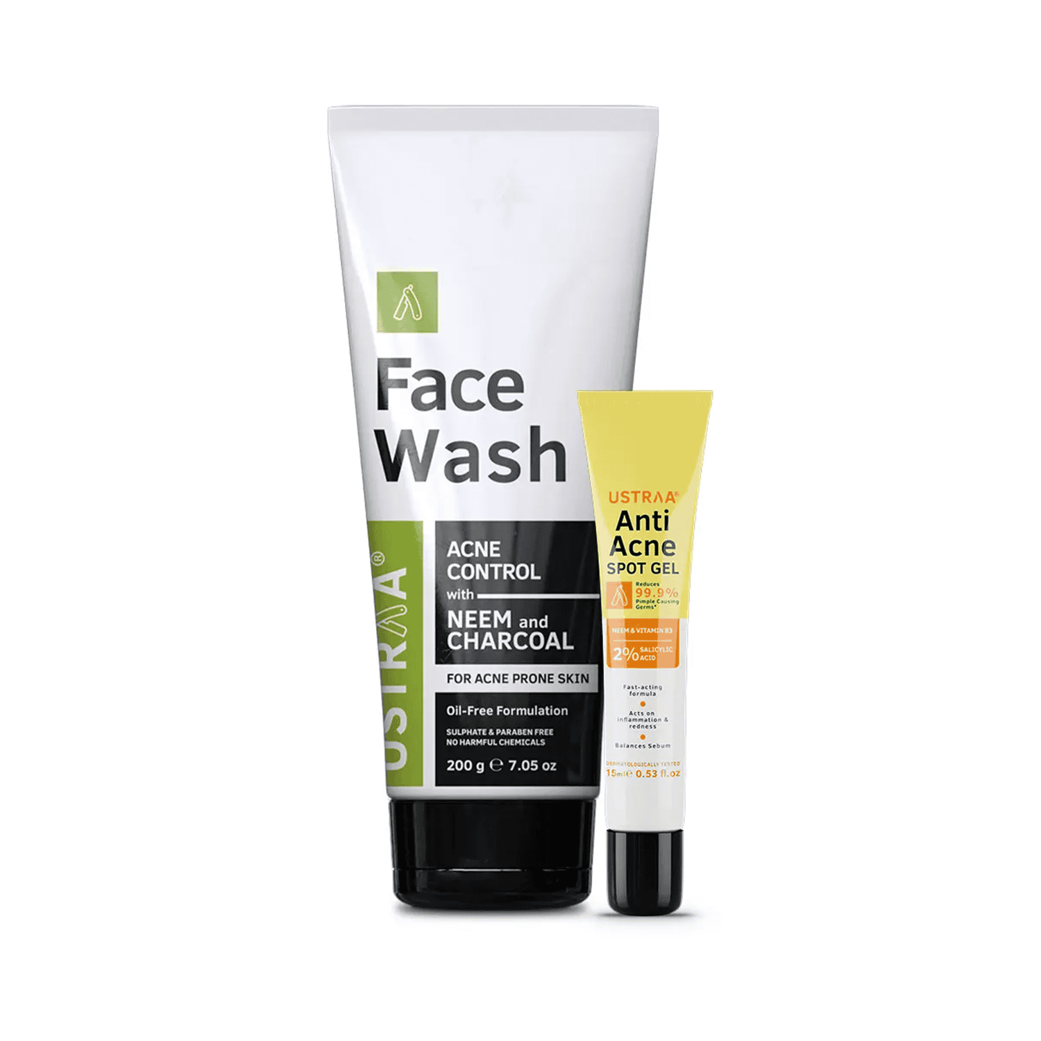 Ustraa | Ustraa Anti Acne Spot Gel & Face Wash Neem & Charcoal Combo