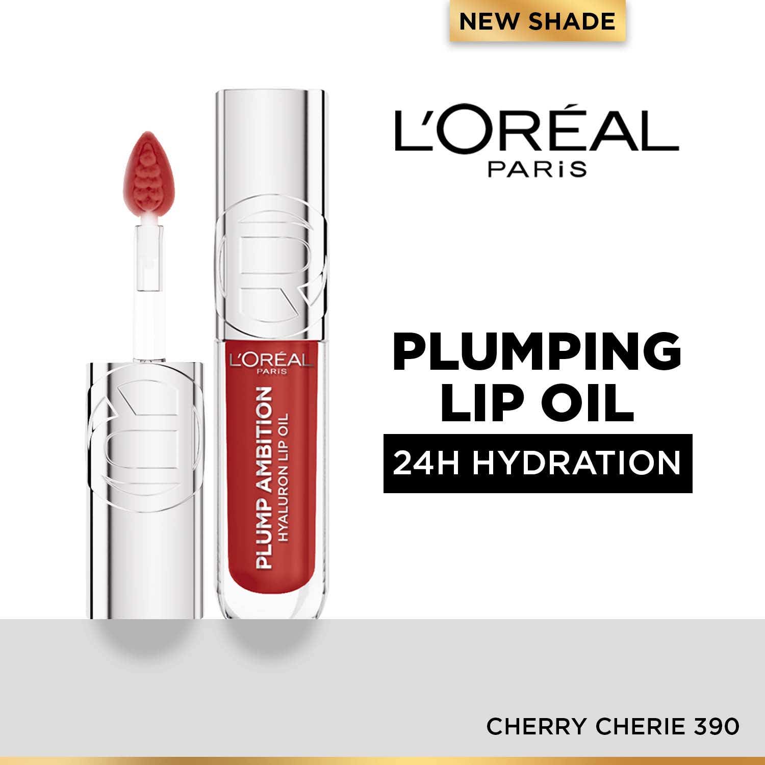 L'Oreal Paris | L'Oreal Paris Plump Ambition Hyaluron Lip Oil For Fuller, Bouncier Lips - 390 Cherry Cherie (5 ml)