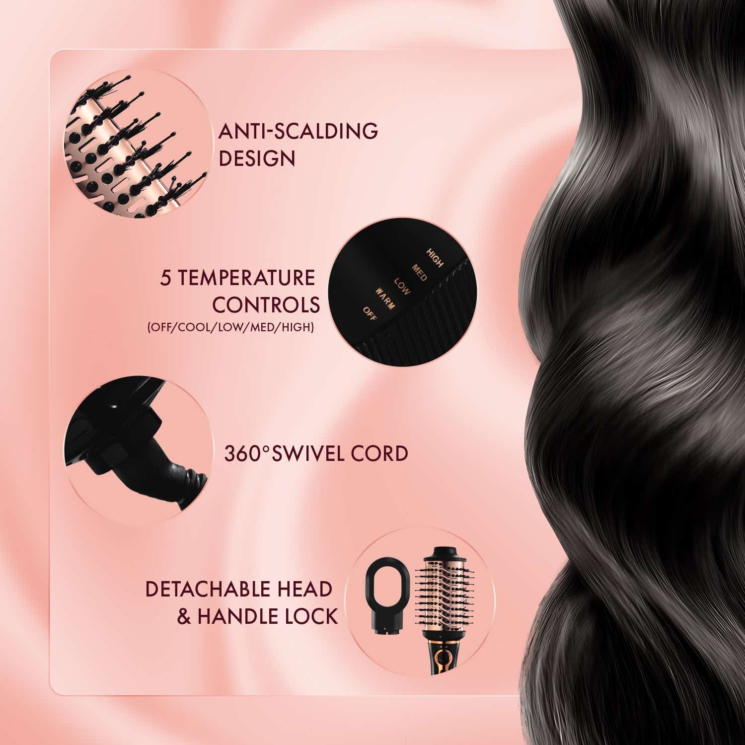 Urban Yog Makemeebold 3-In-1 Hot Air Brush Hair Dryer - Image 5