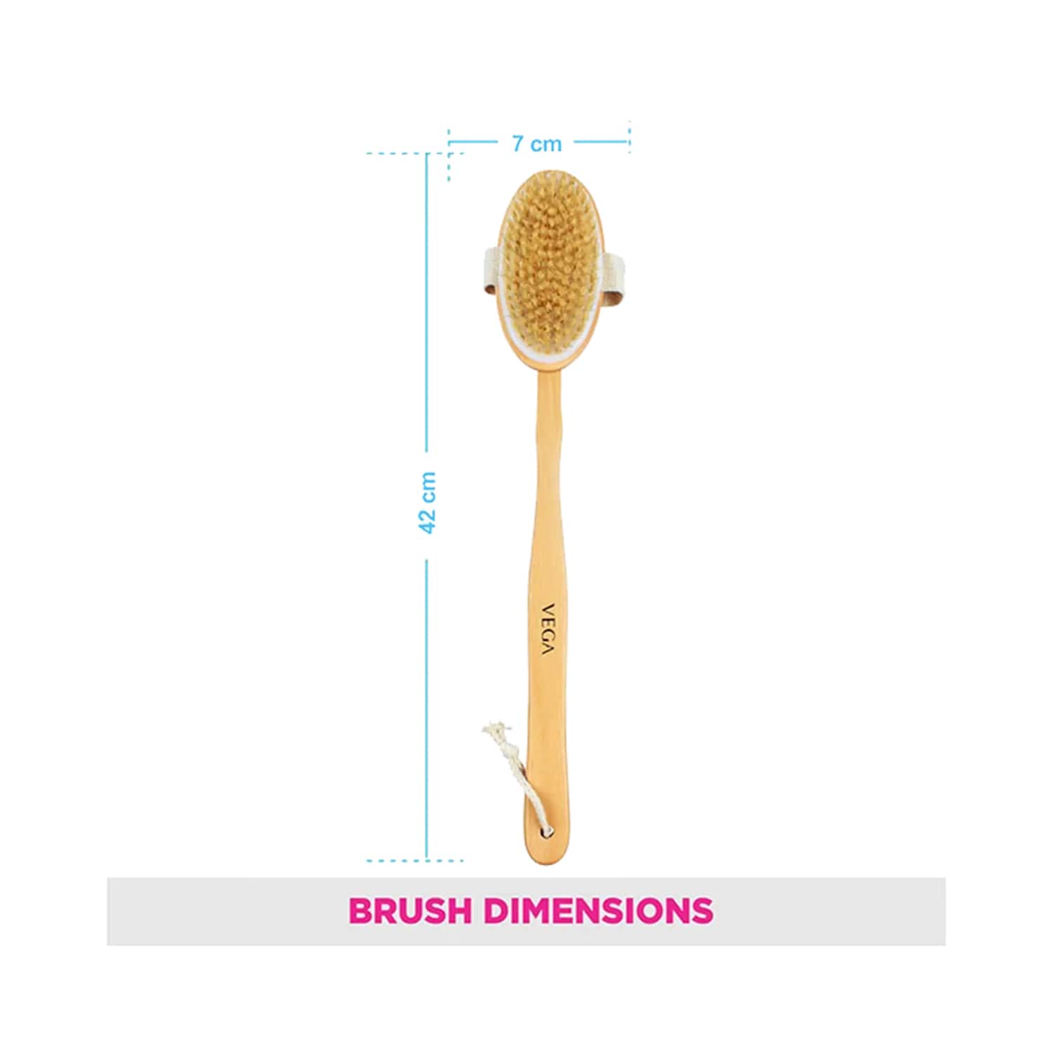 Vega | Vega Detachable Wooden Bristle Bath Brush with Long Handle Easy Massage (NBA 1/3) (184 g)