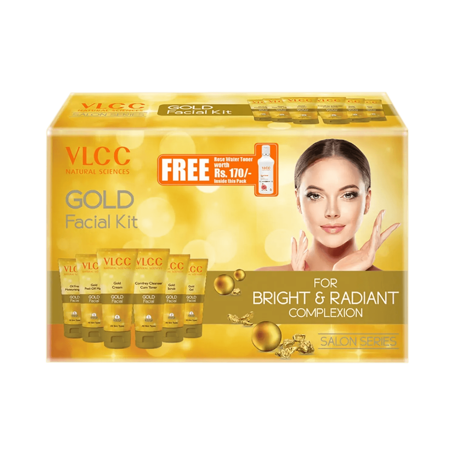 VLCC | VLCC Gold Premium Facial Kit with FREE Rose Water Toner (400g)