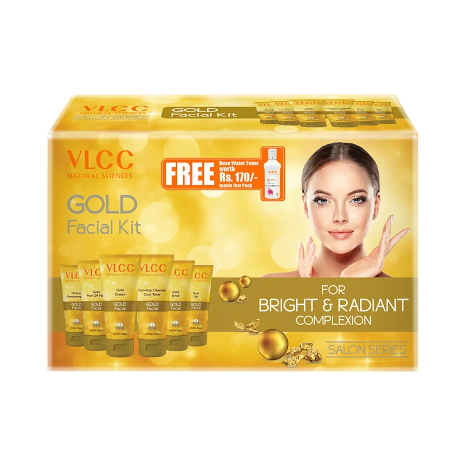 VLCC | VLCC Gold Premium Facial Kit with FREE Rose Water Toner (400g)