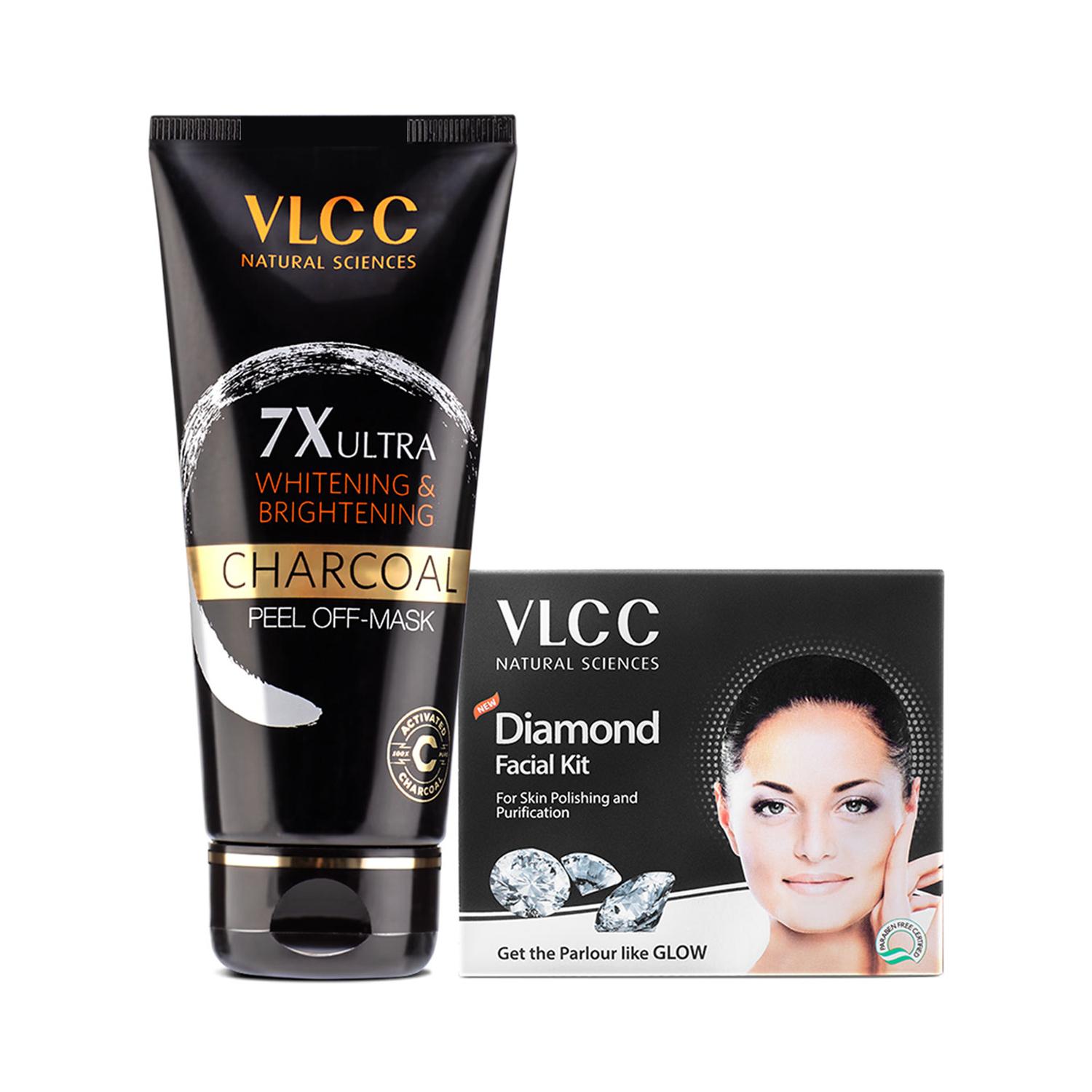 VLCC | VLCC 7X Ultra Whitening and Brightening Charcoal Peel Off Mask & Diamond Facial Kit