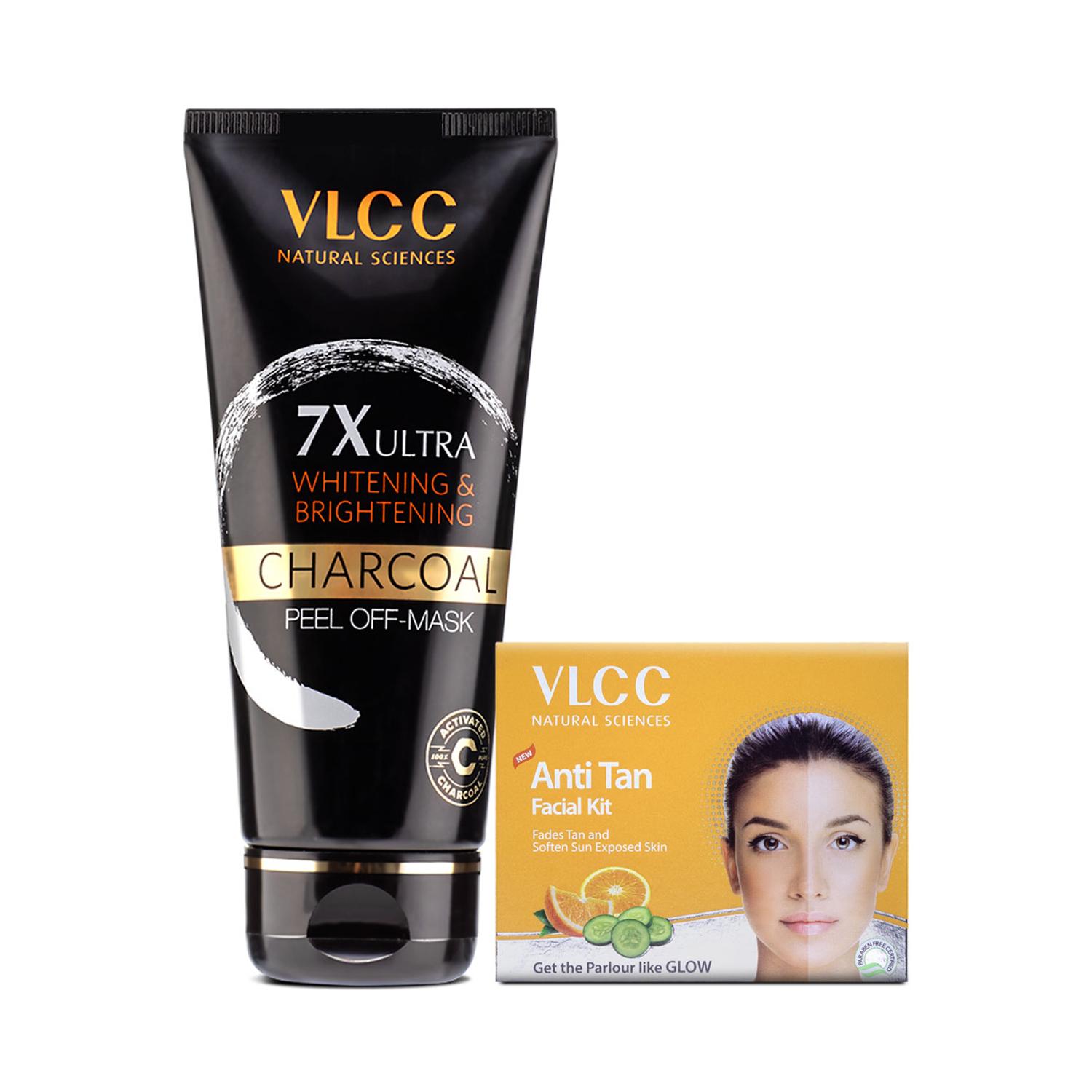 VLCC | VLCC 7X Ultra Whitening and Brightening Charcoal Peel Off Mask & Anti Tan Facial Kit