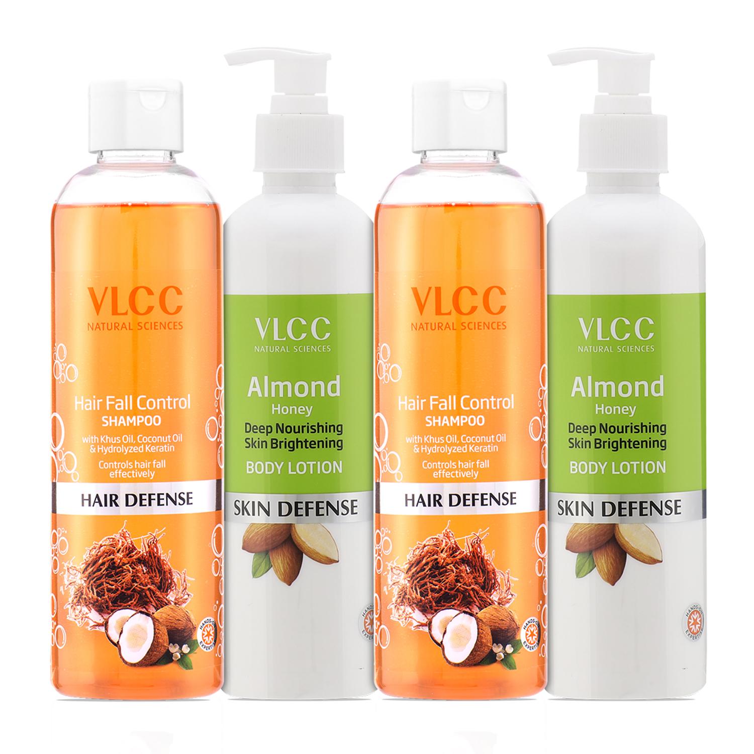VLCC | VLCC Hair Fall Control Shampoo & Almond Honey Skin Brightening Body Lotion Combo