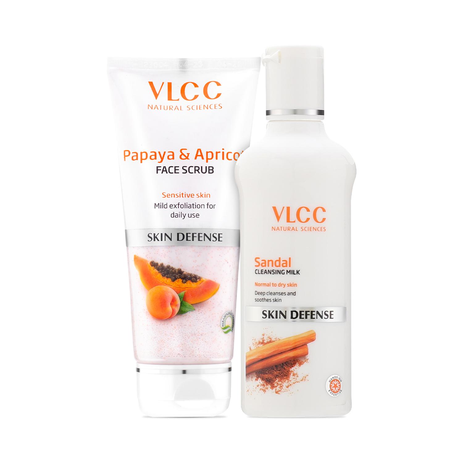 VLCC | VLCC Sandal Cleansing Milk & Papaya & Apricot Face Scrub Kit