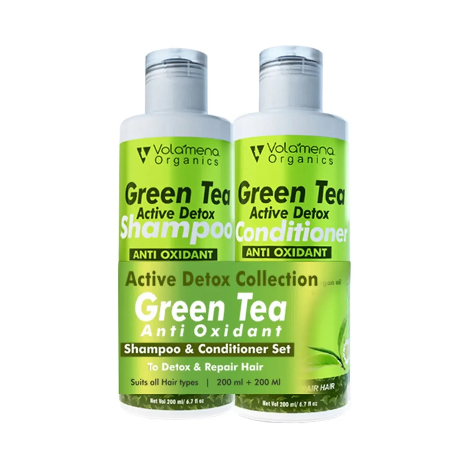 Volamena | Volamena Green Tea & Bhringraj Shampoo & Conditioner Combo (2Pcs)