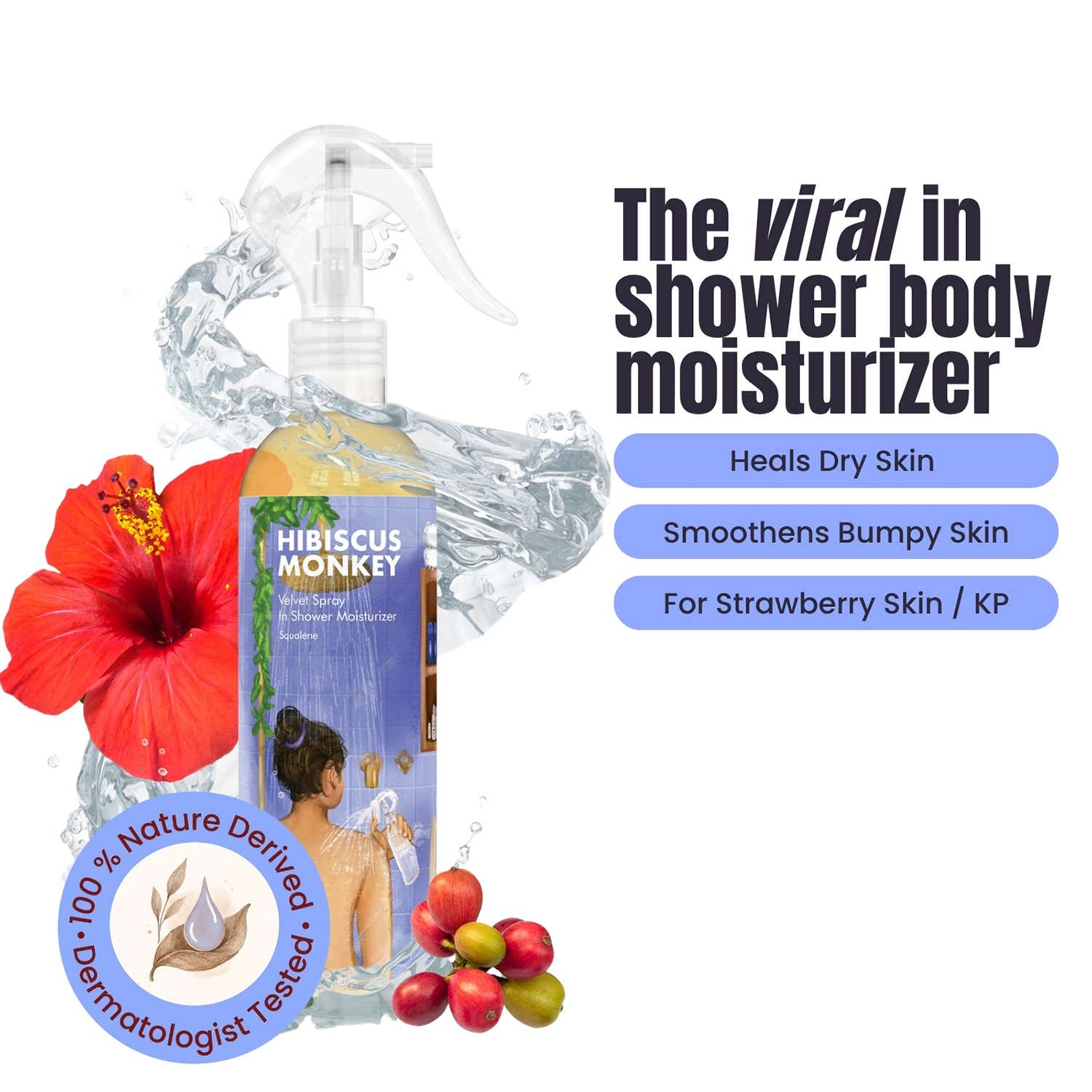 Hibiscus Monkey | Hibiscus Monkey Olive Squalane & Plant Salicylic Acid Velvet Spray In-Shower Body Moisturiser (250ml)