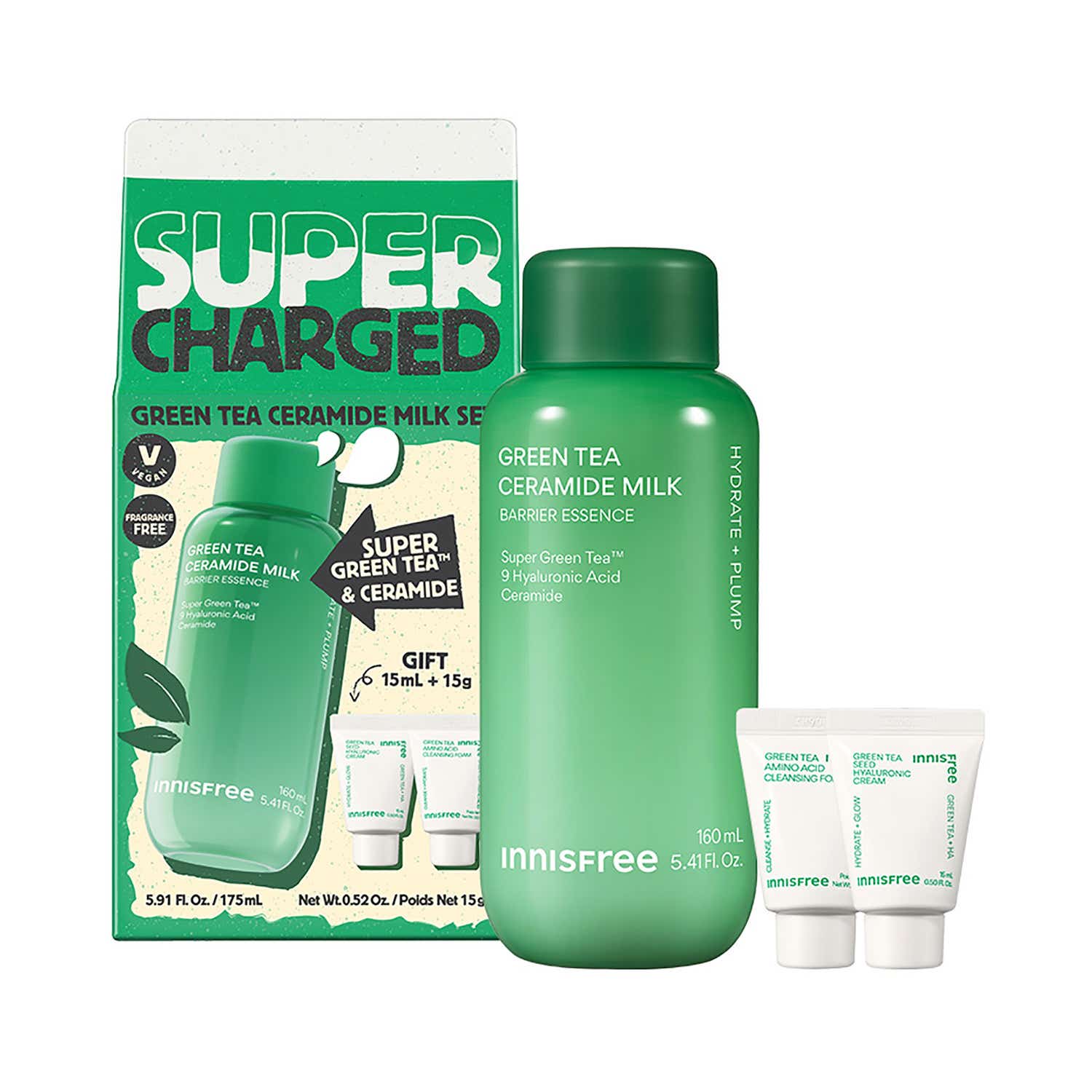 Innisfree | Innisfree Green Tea Milk Supercharged Set (3 pcs)