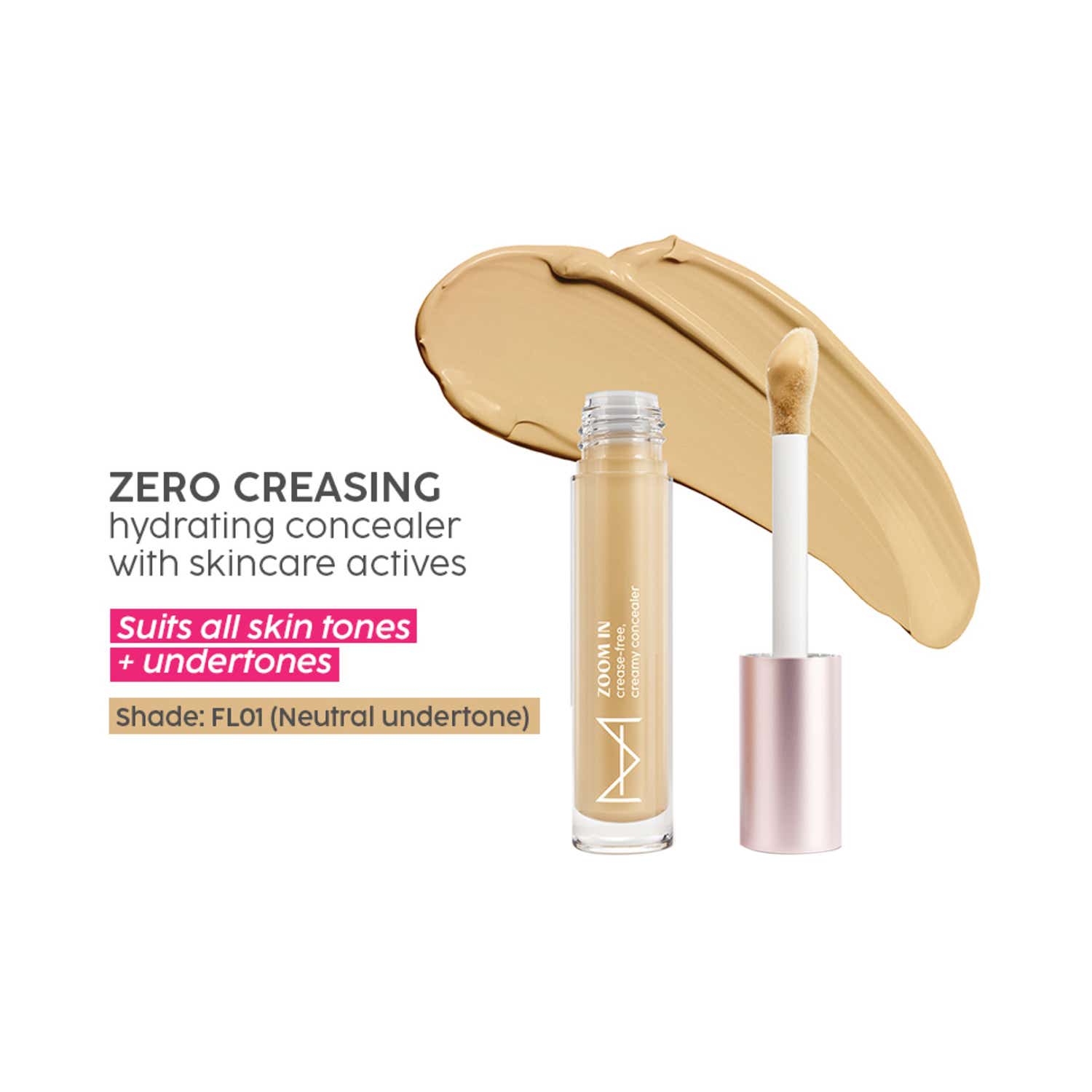 HOUSE OF MAKEUP | HOUSE OF MAKEUP Zoom In Crease-Free, Creamy Concealer - FL01 Fair To Light Skin Tone (6 ml)