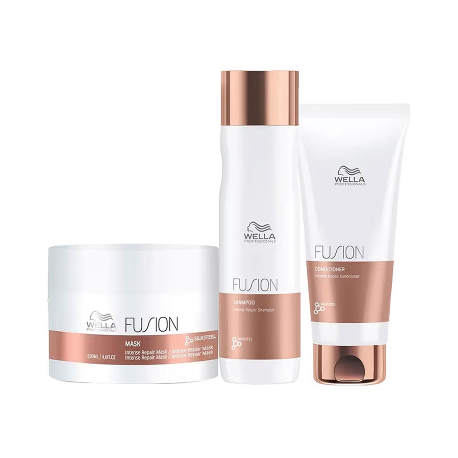 Wella Professionals | Wella Professionals Fusion Intense Repair Shampoo, Conditioner & Mask for damaged hair- combo of 3