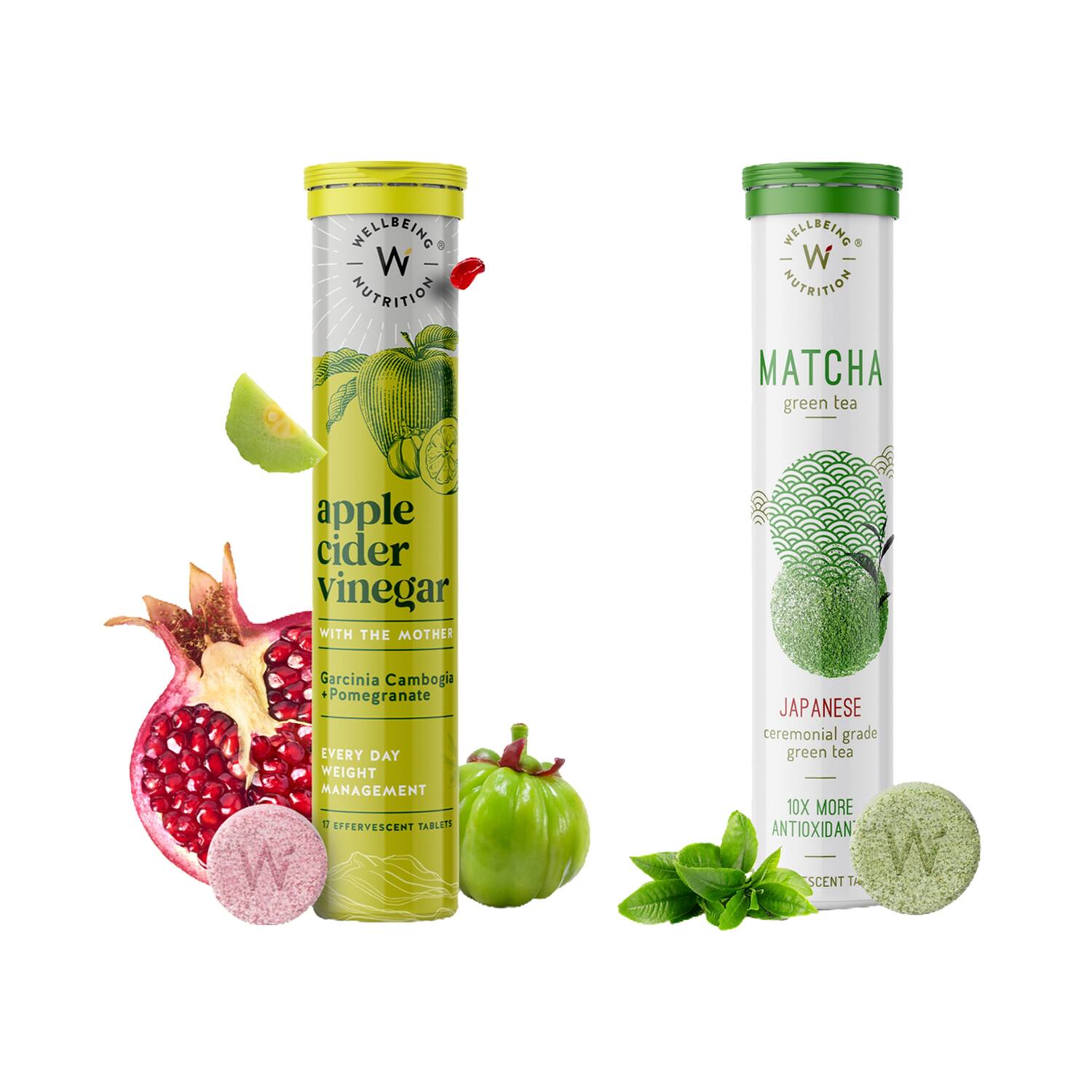 Wellbeing Nutrition | Wellbeing Nutrition Combo Apple Cider Vinegar with Garcinia & Organic Japanese Matcha Green Tea