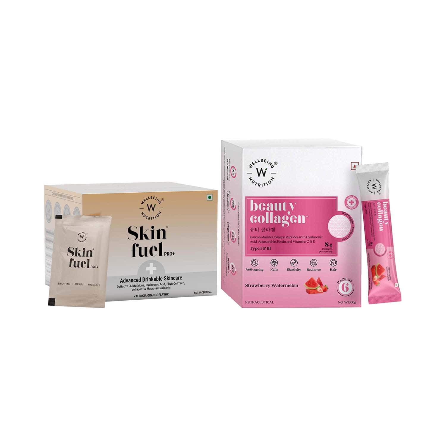 Wellbeing Nutrition | Wellbeing Nutrition Glow Pro+ Collagen Drinkable Skincare Combo