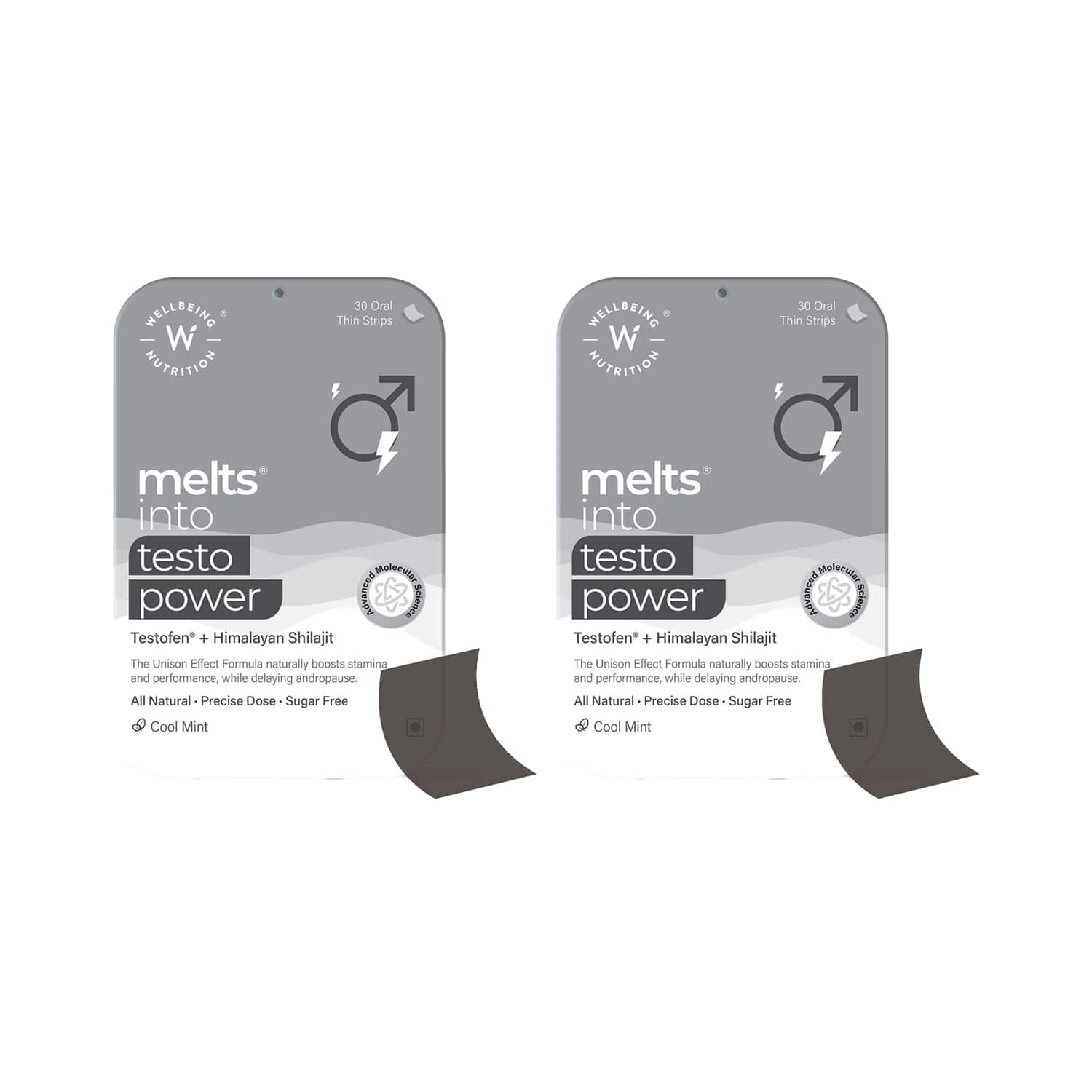 Wellbeing Nutrition | Wellbeing Nutrition Plant Based Melts into Testo Power Oral Strips - Cool Mint 30's Pack of 2 Combo