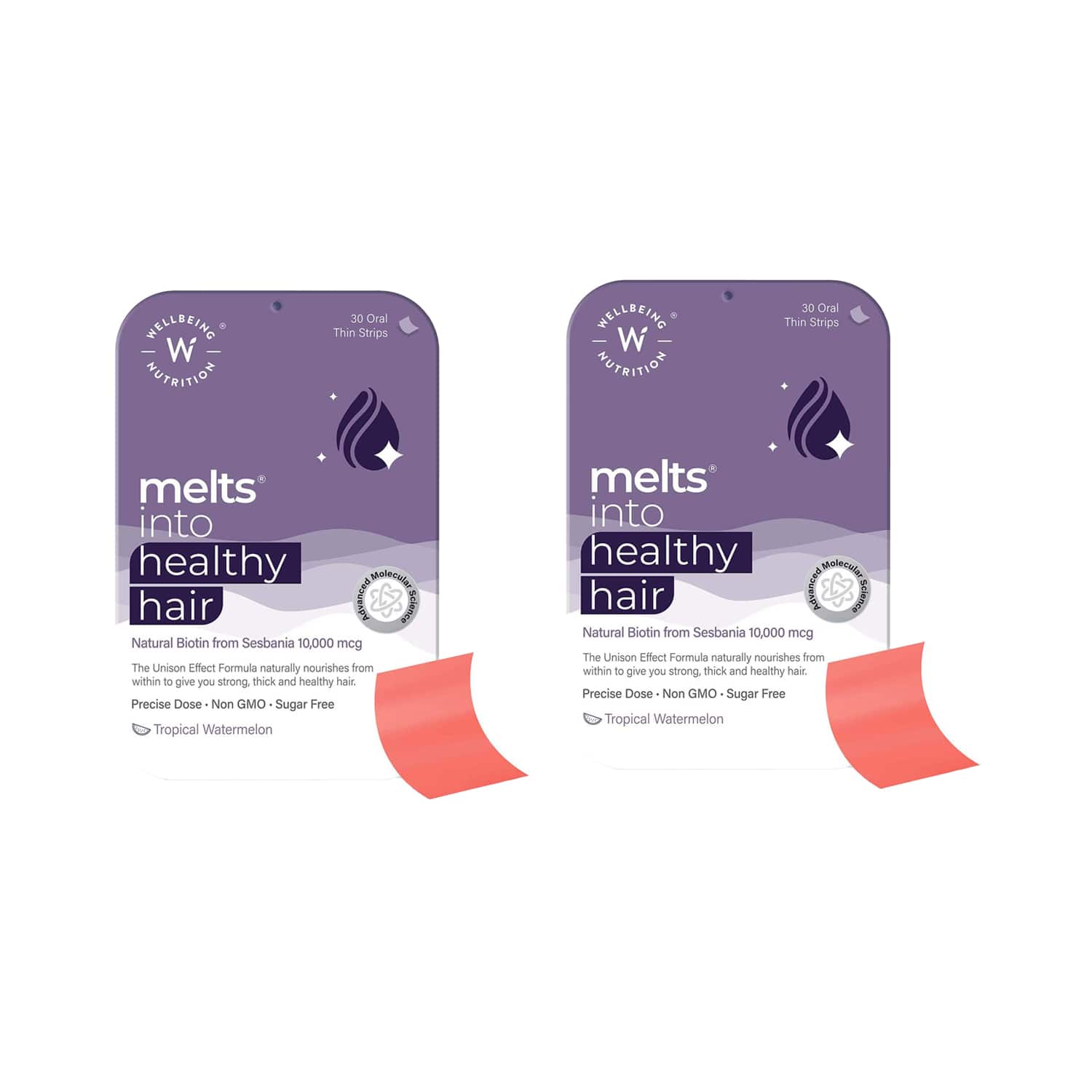 Wellbeing Nutrition | Wellbeing Nutrition Melts into Healthy Hair Oral Thin Strip 30's - Pack of 2 Combo