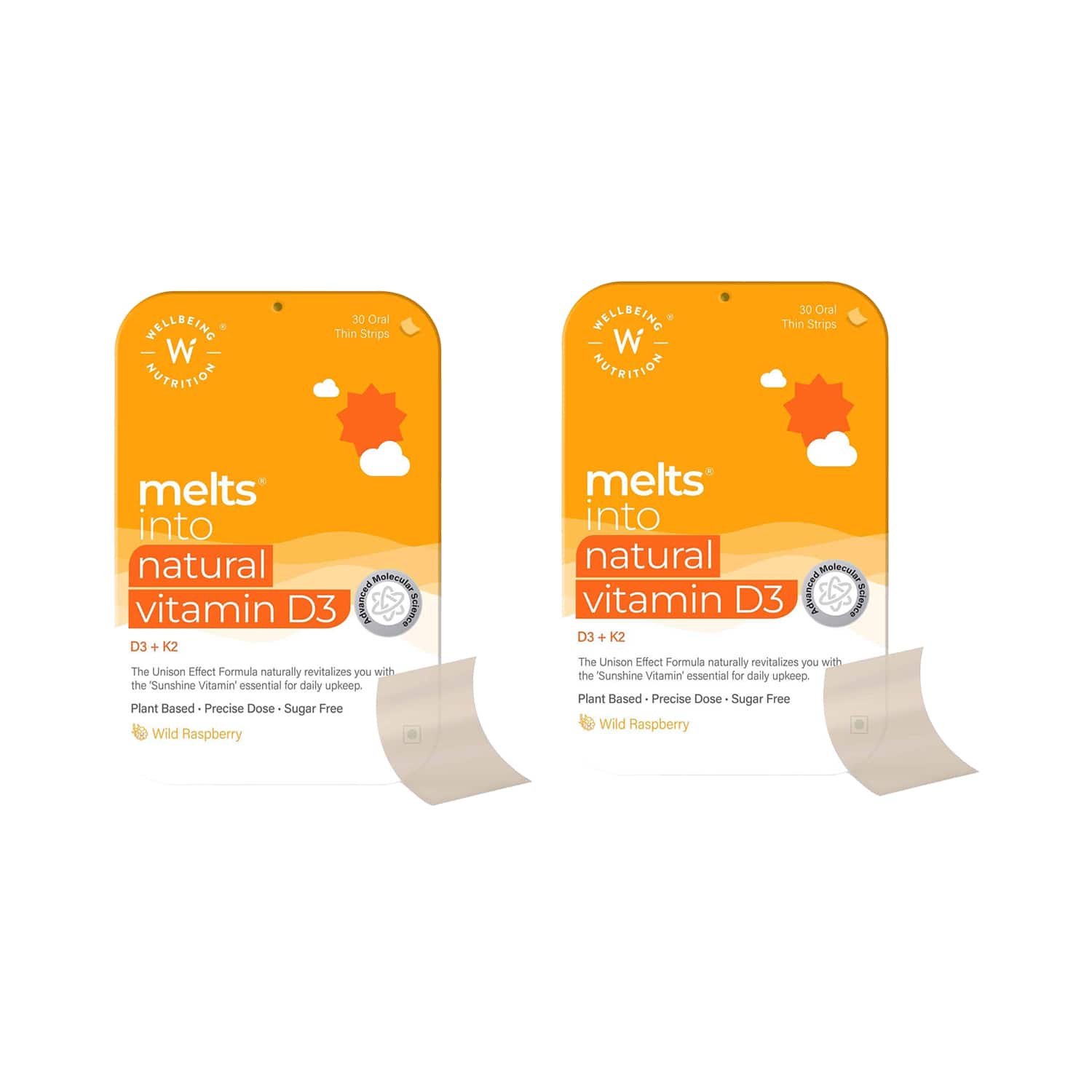 Wellbeing Nutrition | Wellbeing Nutrition Melts into Natural Vitamin-D3 Oral Thin Strip 30's - Pack of 2 Combo