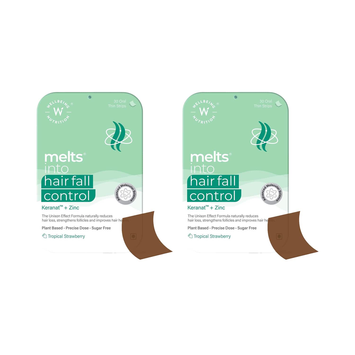 Wellbeing Nutrition | Wellbeing Nutrition Hair Fall Control Oral Strips -Tropical Strawberry 30's Combo
