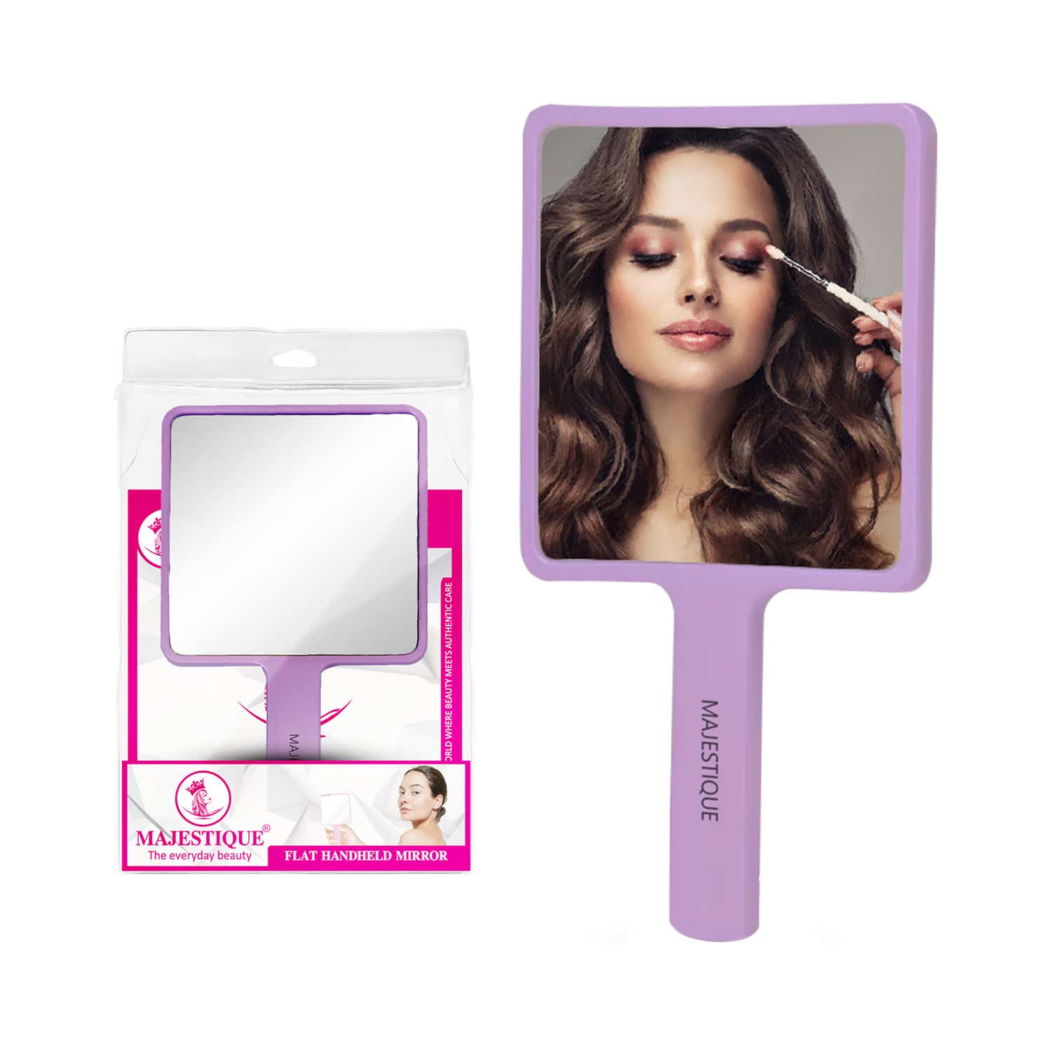 Majestique | Majestique Flat Handheld Compact Makeup Mirror for Women - Purple