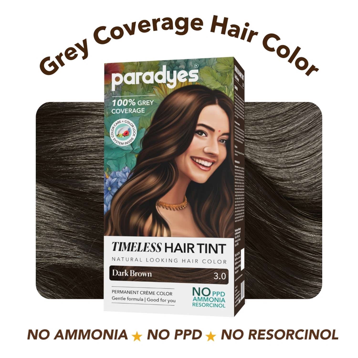 Paradyes | Paradyes Timeless Permanent Creme Hair Colour For Grey Coverage - 3.0 Dark Brown (160 g)