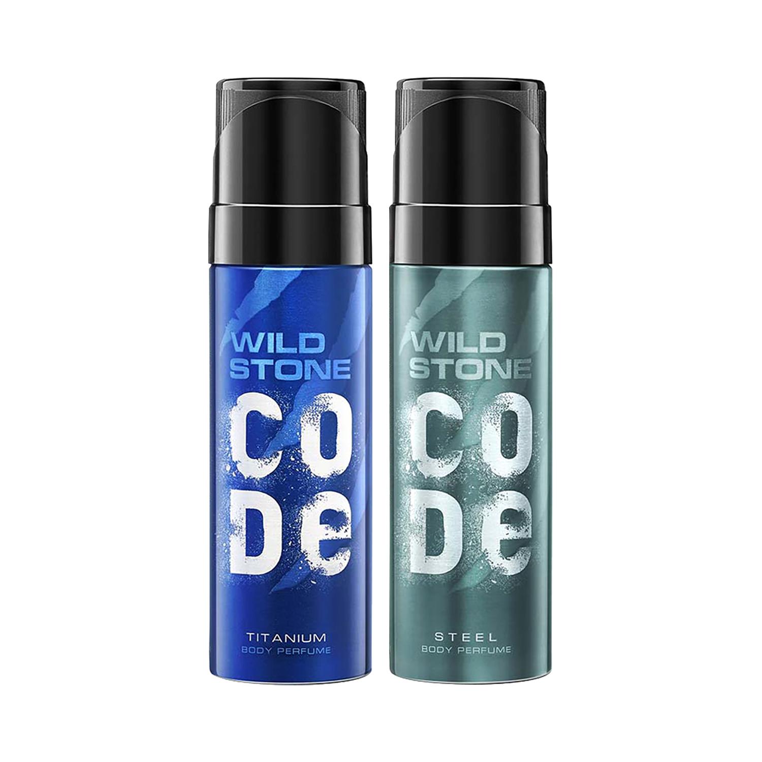 Wild Stone | Wild Stone Code Titanium (150ml) & Steel (150ml) Long Lasting Nogas Body Perfume For Men Combo