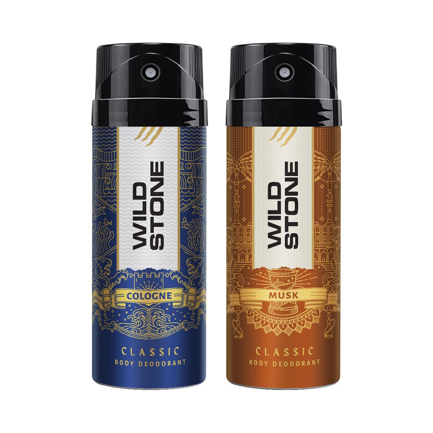 Wild Stone | Wild Stone Classic Cologne and Musk Deodorant for Men Logng Lasting Deo Body Spray (Pack of 2) Combo