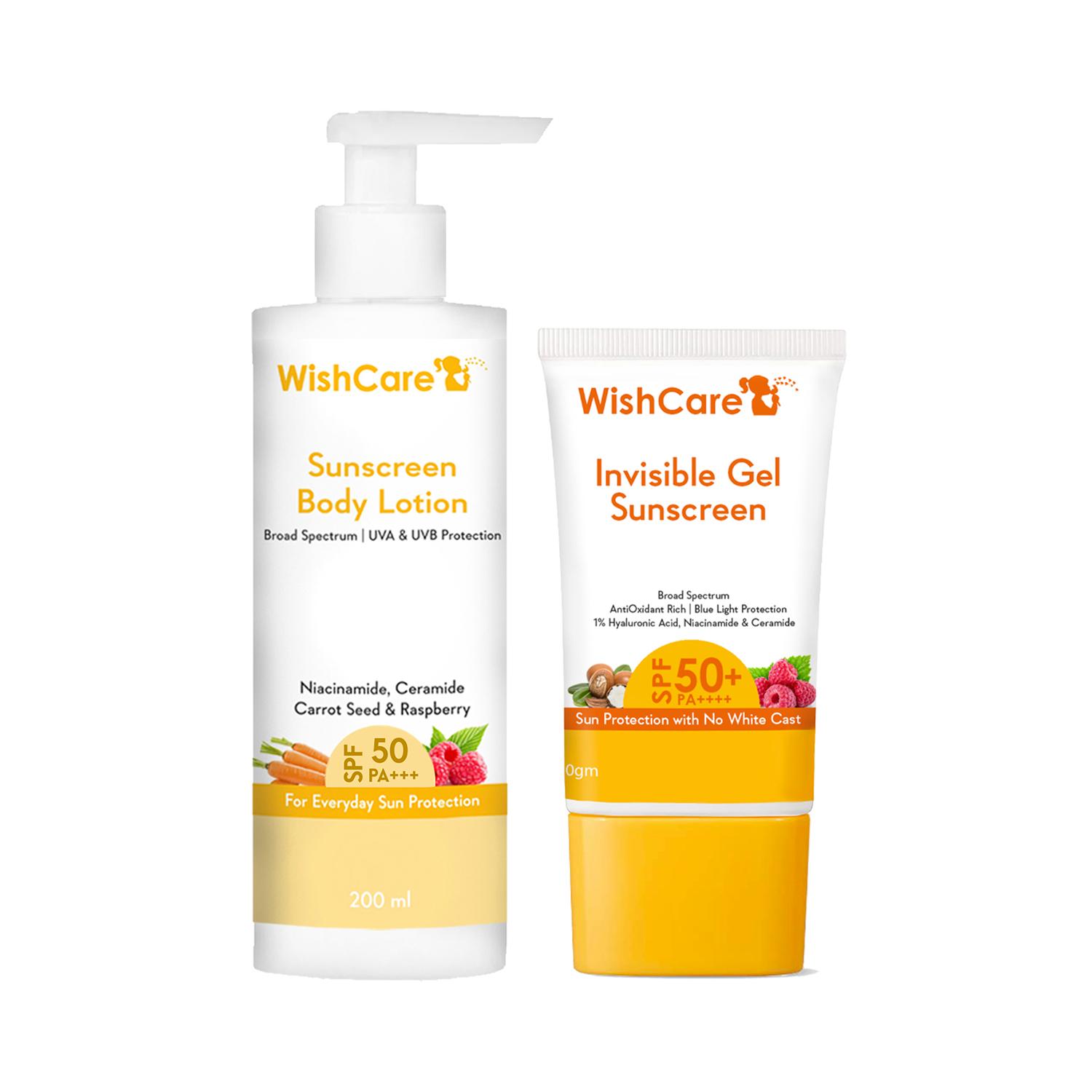WishCare | WishCare Sunscreen SPF50 for Women & Men Body & Face Care Combo (200ml + 50g)