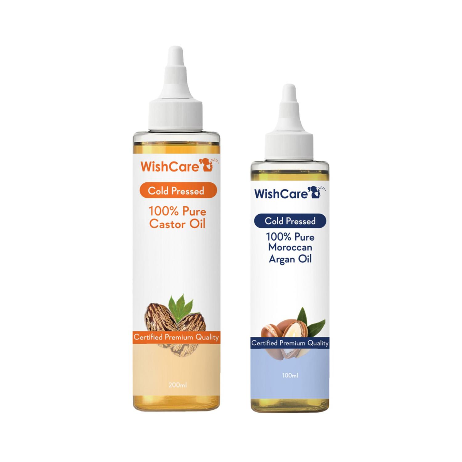 WishCare | WishCare 100% Premium Cold Pressed Castor Oil (200 ml) & Argan Oil - (100 ml)
