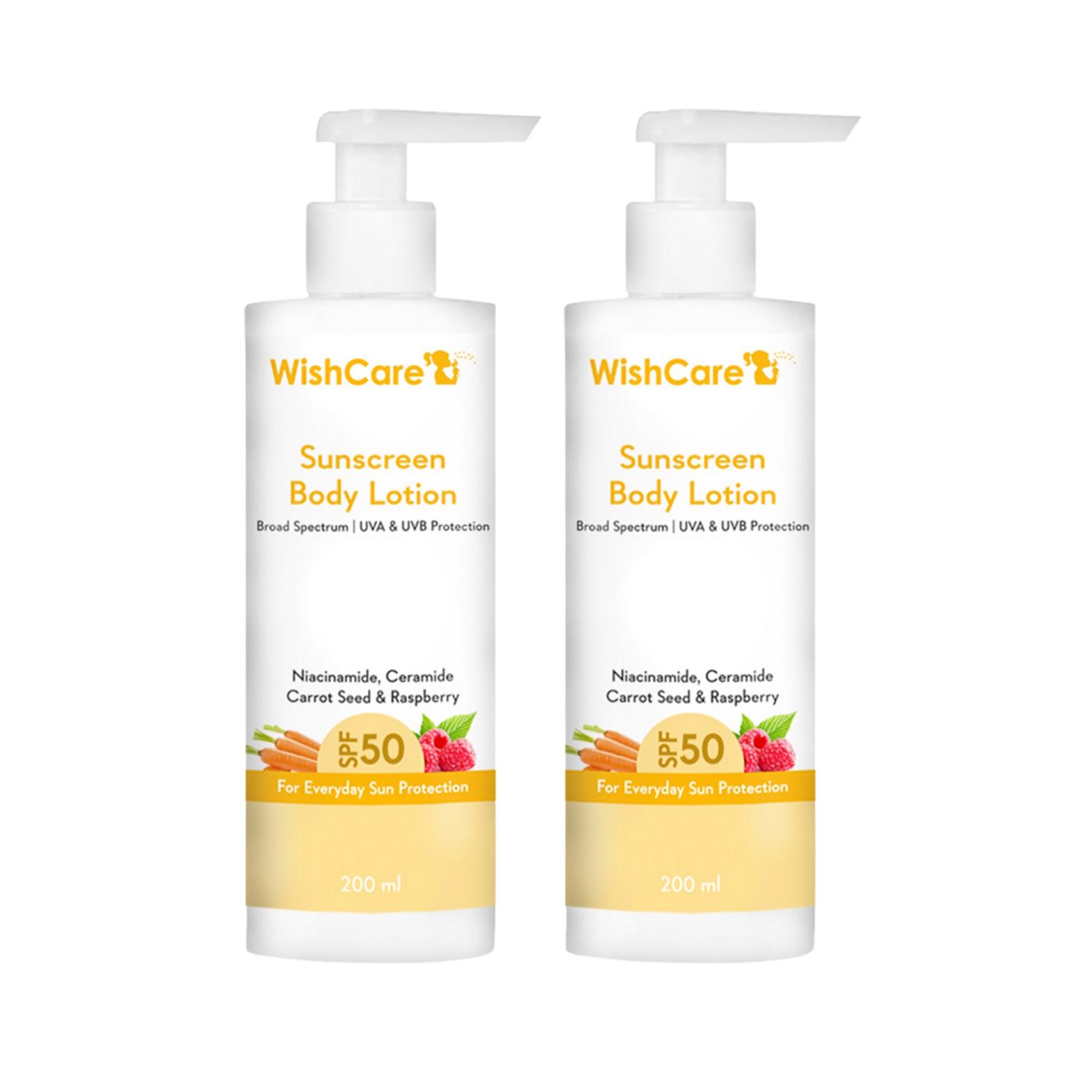 WishCare | WishCare SPF 50 Sunscreen Body Lotion - Broad Spectrum For Men & Women (200 ml) Pack of 2 Combo