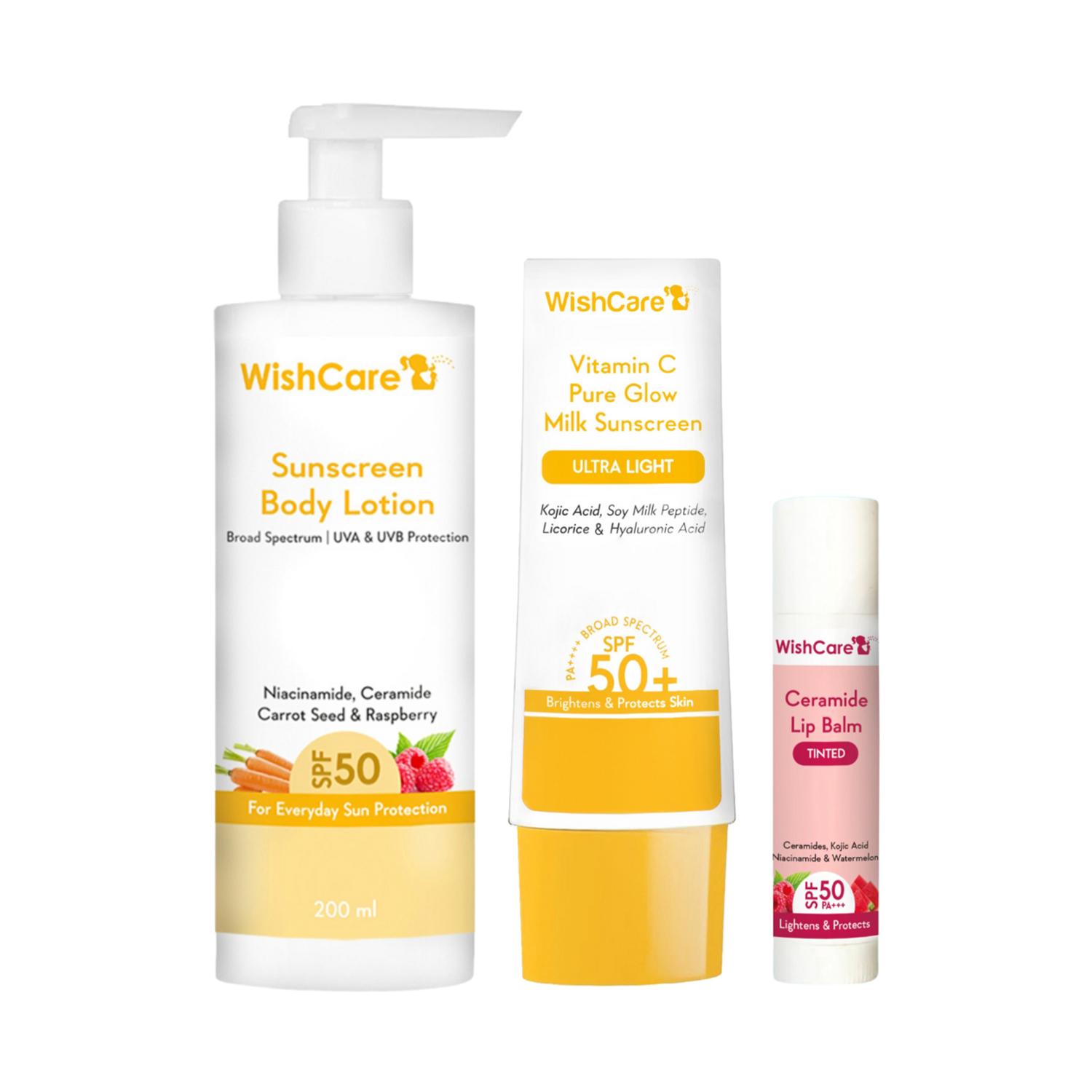 WishCare | WishCare Sunscreen SPF 50 for Face, Body & Lips- With No White Cast