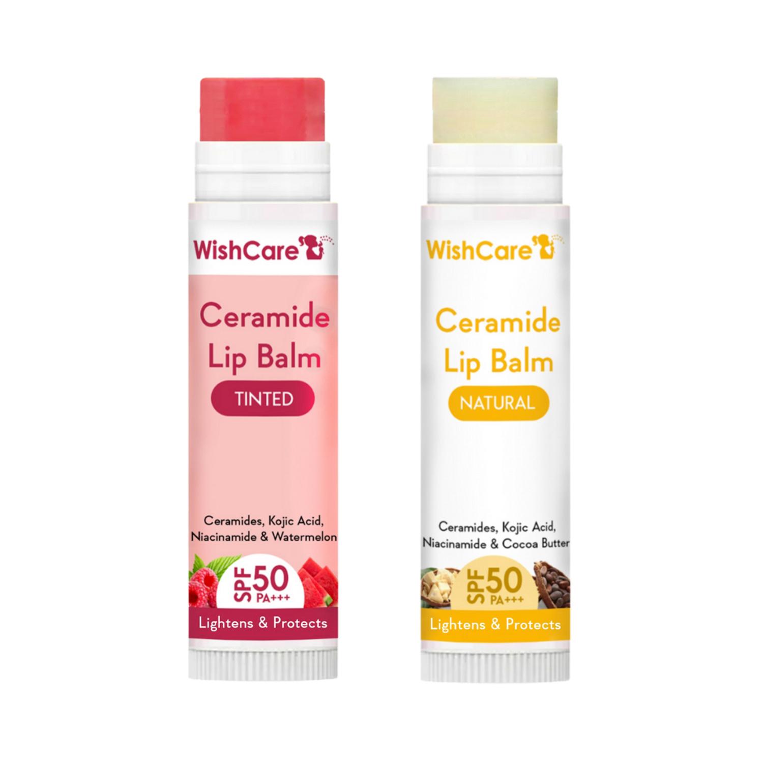 WishCare | WishCare Ceramide Lip Balm SPF 50 PA+++ with Kojic Acid & Niacinamide - Lip Combo (Tinted & Natural)