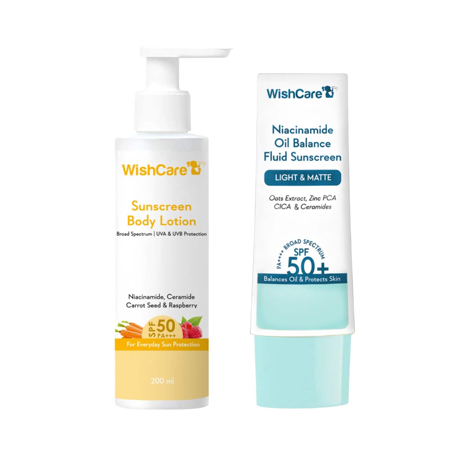 WishCare | WishCare Sunscreen Body Lotion & Niacinamide Oil Balance Fluid Sunscreen SPF 50 Combo (200ml + 50ml)