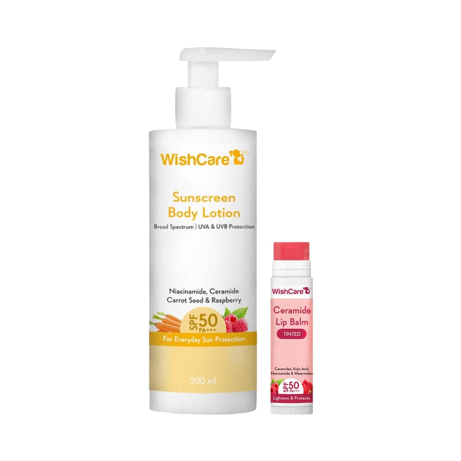 WishCare | WishCare Ceramide Sun Protection Duo with SPF 50 PA++++ For Body & lips (200 ml + 5 g)