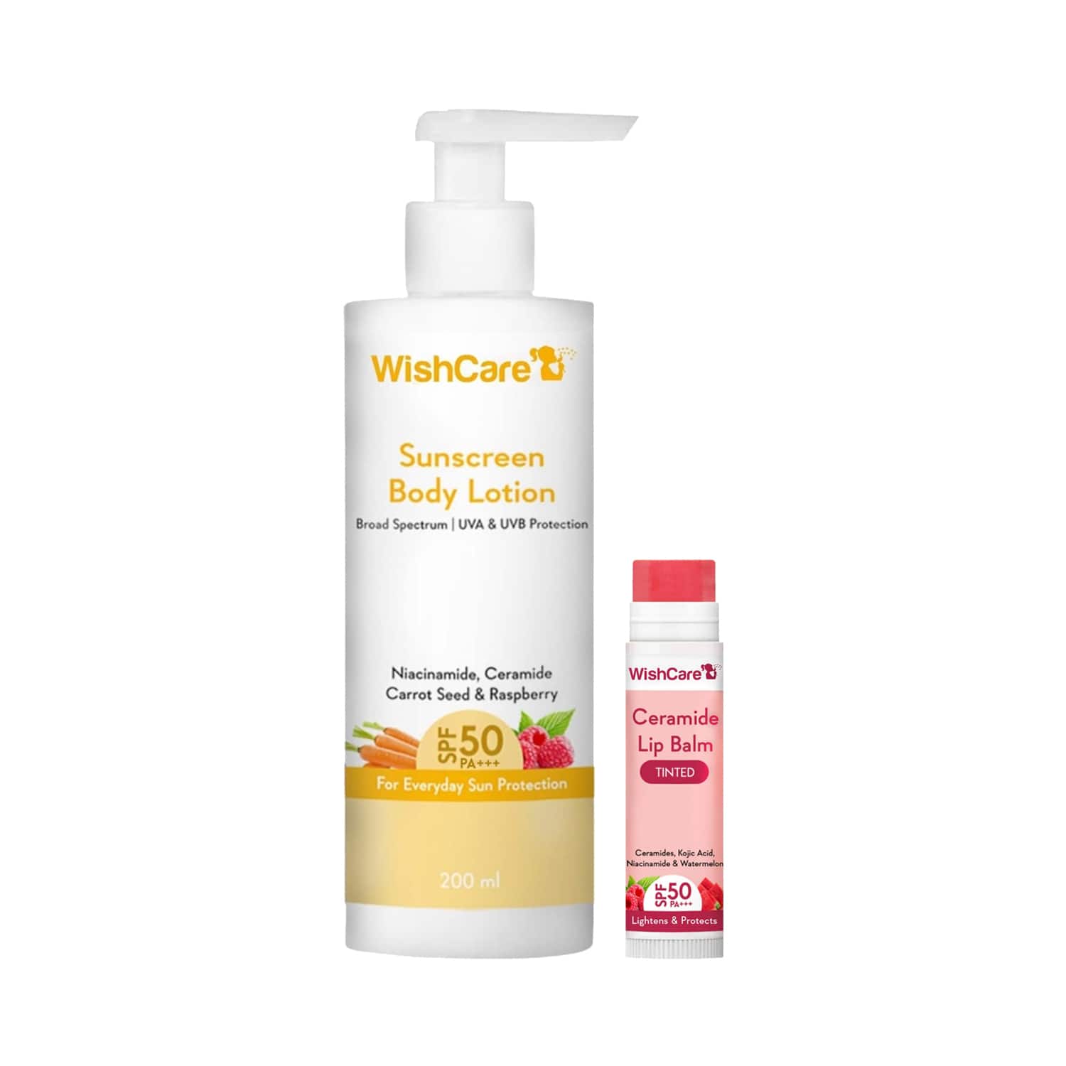 WishCare | WishCare Ceramide Sun Protection Duo with SPF 50 PA++++ For Body & lips (200 ml + 5 g)