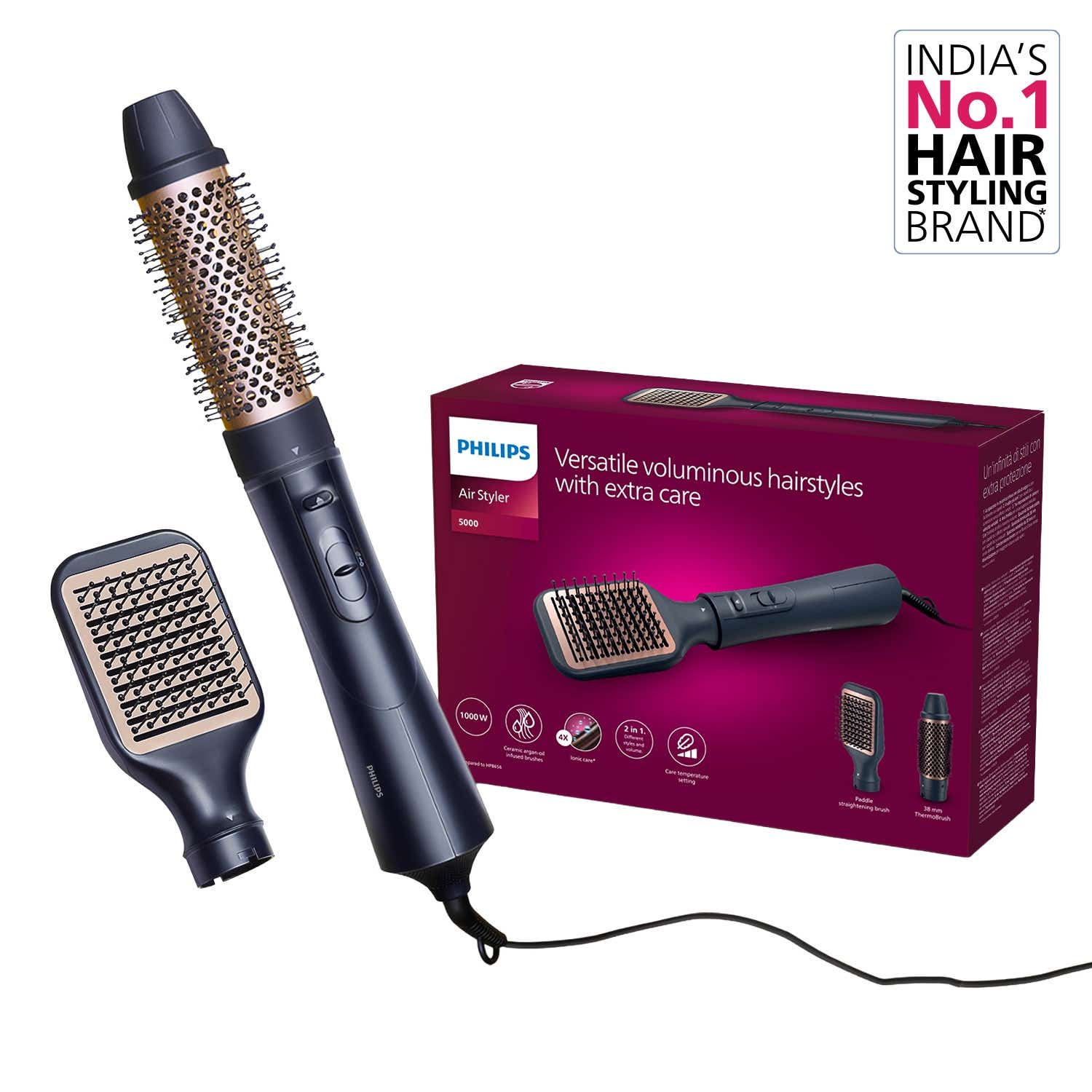 Philips | Philips 2-in-1 Airstyler 3X Volume 50% Less Hair Breakage 1000W BHA531/10