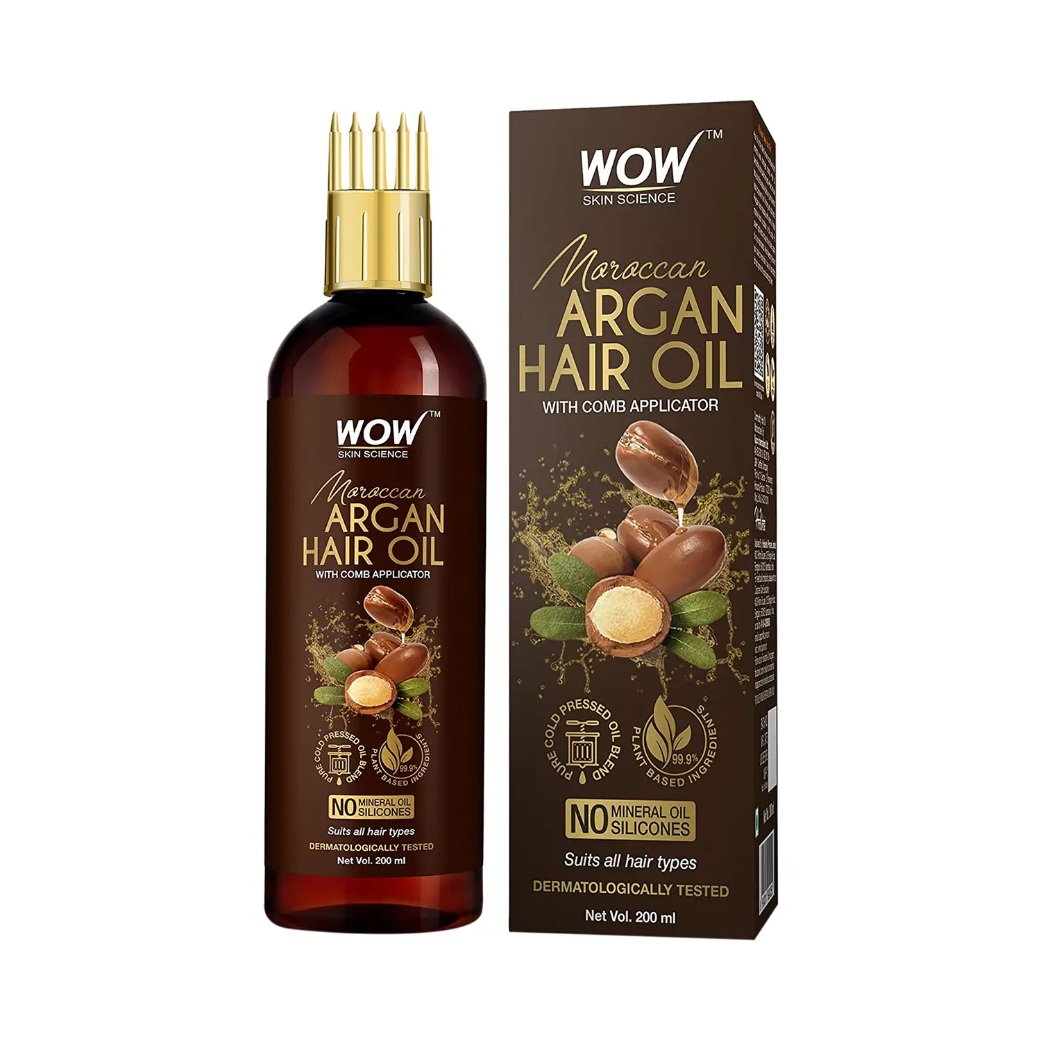 WOW SKIN SCIENCE | WOW SKIN SCIENCE Moroccan Argan Hair Oil with Comb Applicator (200ml)