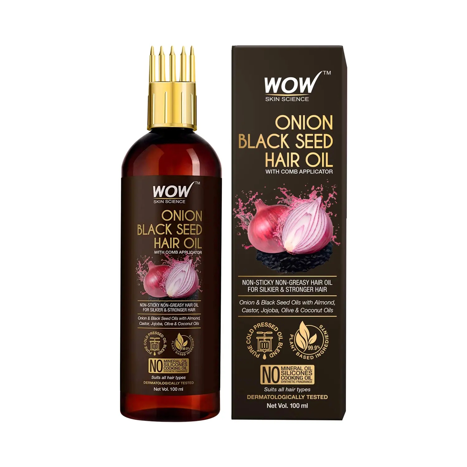 WOW SKIN SCIENCE | WOW SKIN SCIENCE Onion Black Seed Hair Oil With Comb Applicator (100ml)