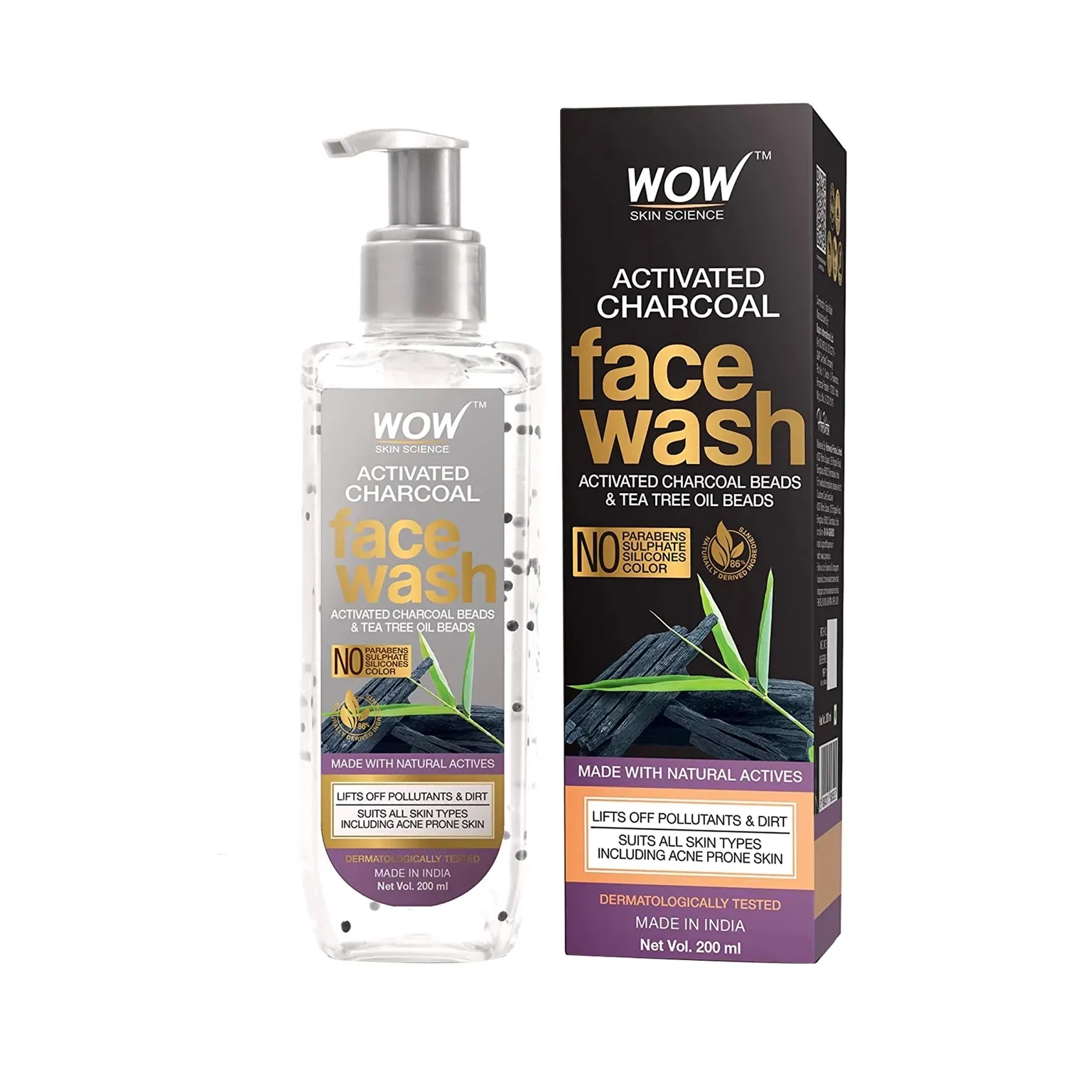 WOW SKIN SCIENCE | WOW SKIN SCIENCE Activated Charcoal Face Wash Bottle (200ml)