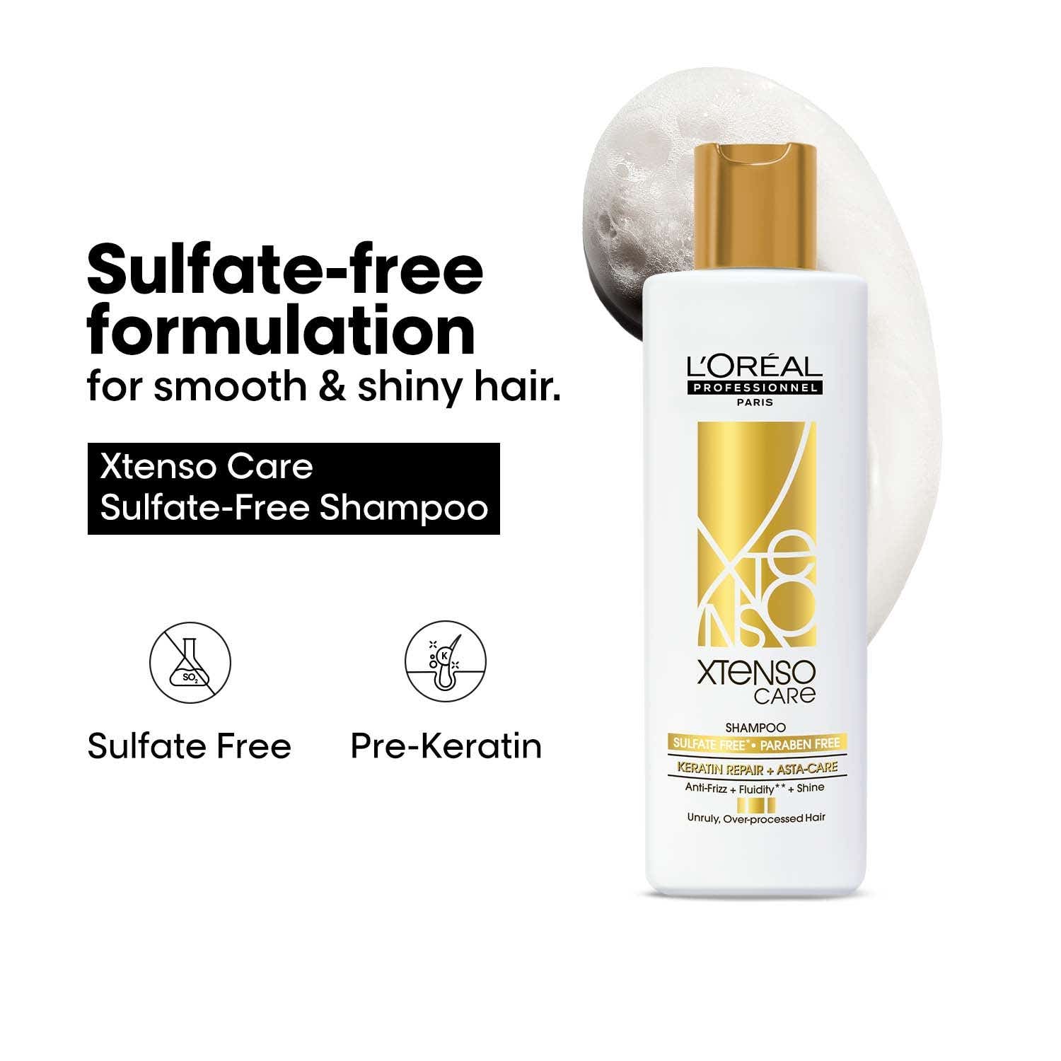 L'OREAL PROFESSIONNEL | L'OREAL PROFESSIONNEL Xtenso Care Sulfate-Free Shampoo For Frizz-Free & Shiny Hair (250 ml)