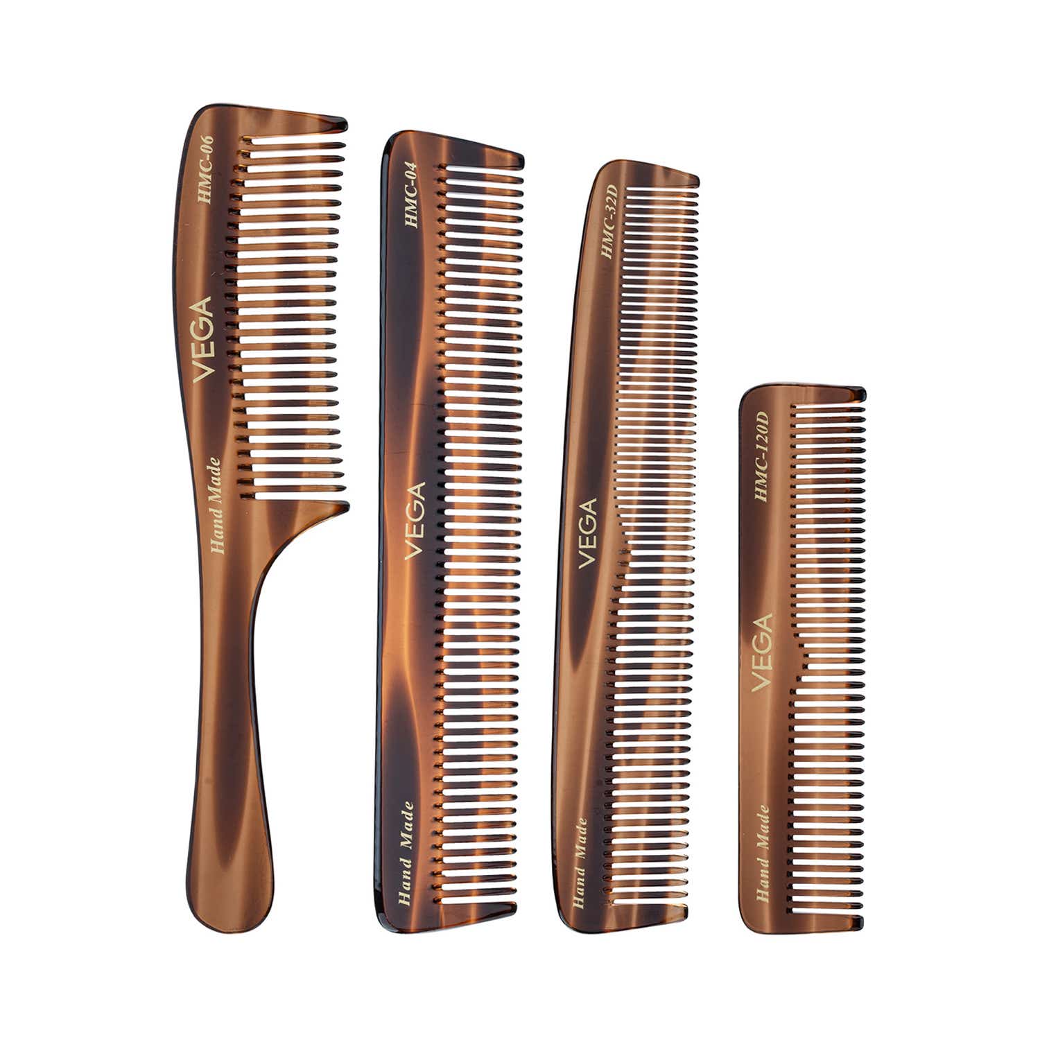 Vega | VEGA Set of 4 Handcrafted Hair Combs Cellulose Acetate Comb Set (HMCS-04)