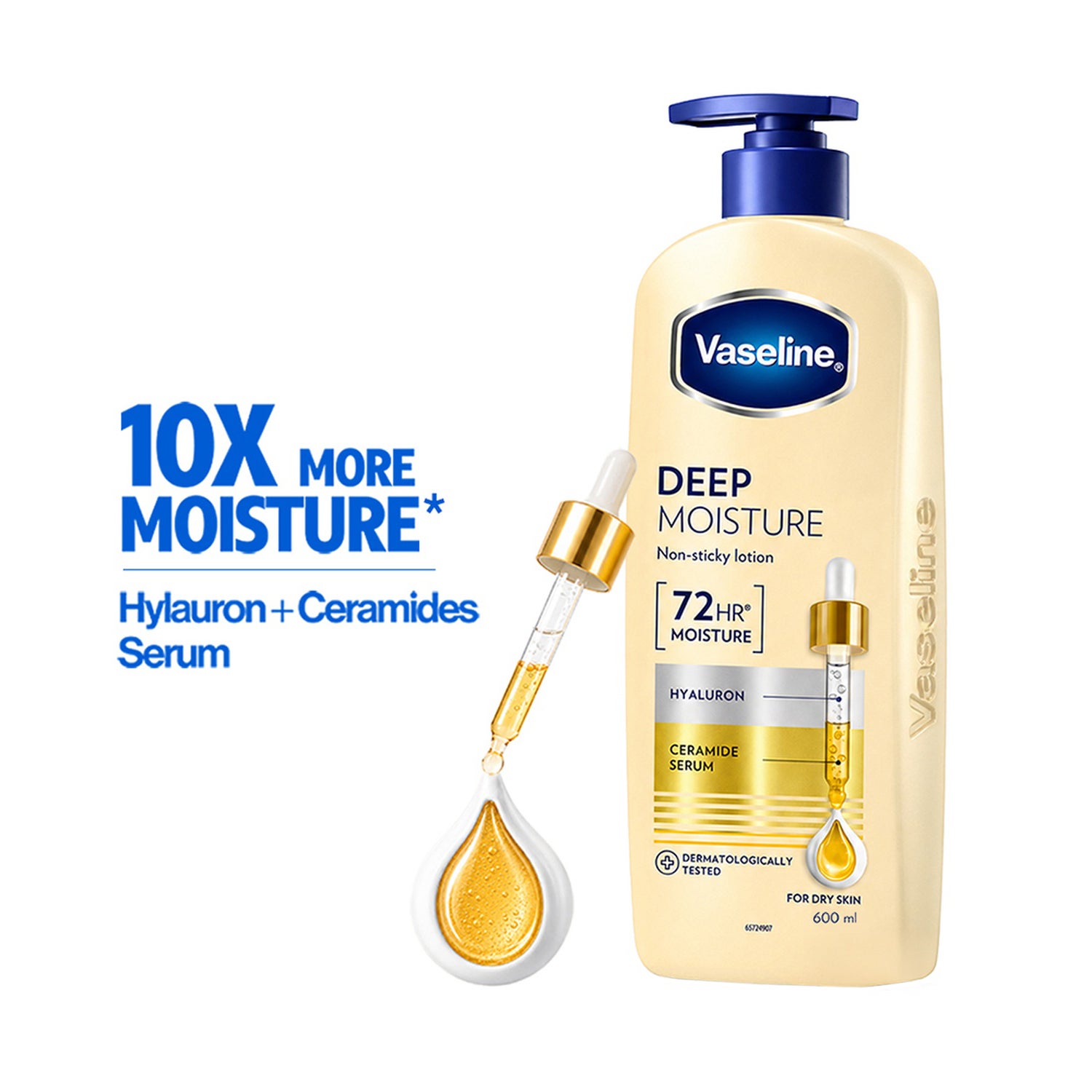 Vaseline Deep Moisture Body Lotion with Ceramide Hyaluron 10X More Moisture For Dry Skin (600 ml)