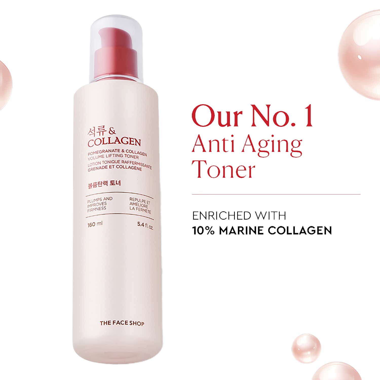 The Face Shop | The Face Shop Collagen & Pomegranate Korean Toner with Hyaluronic Acid - Best in Anti Aging (160 ml)