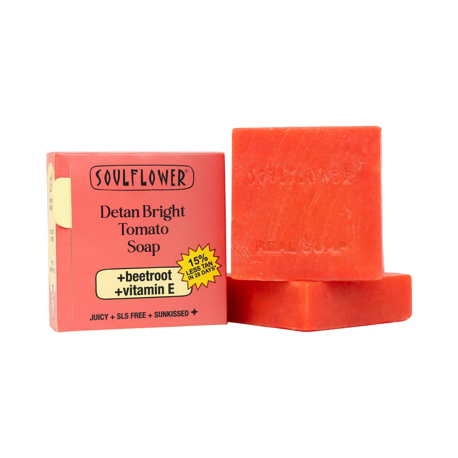 Soulflower | Soulflower Detan Bright Tomato Soap for Tan Removal & Moisturizer (100 g)
