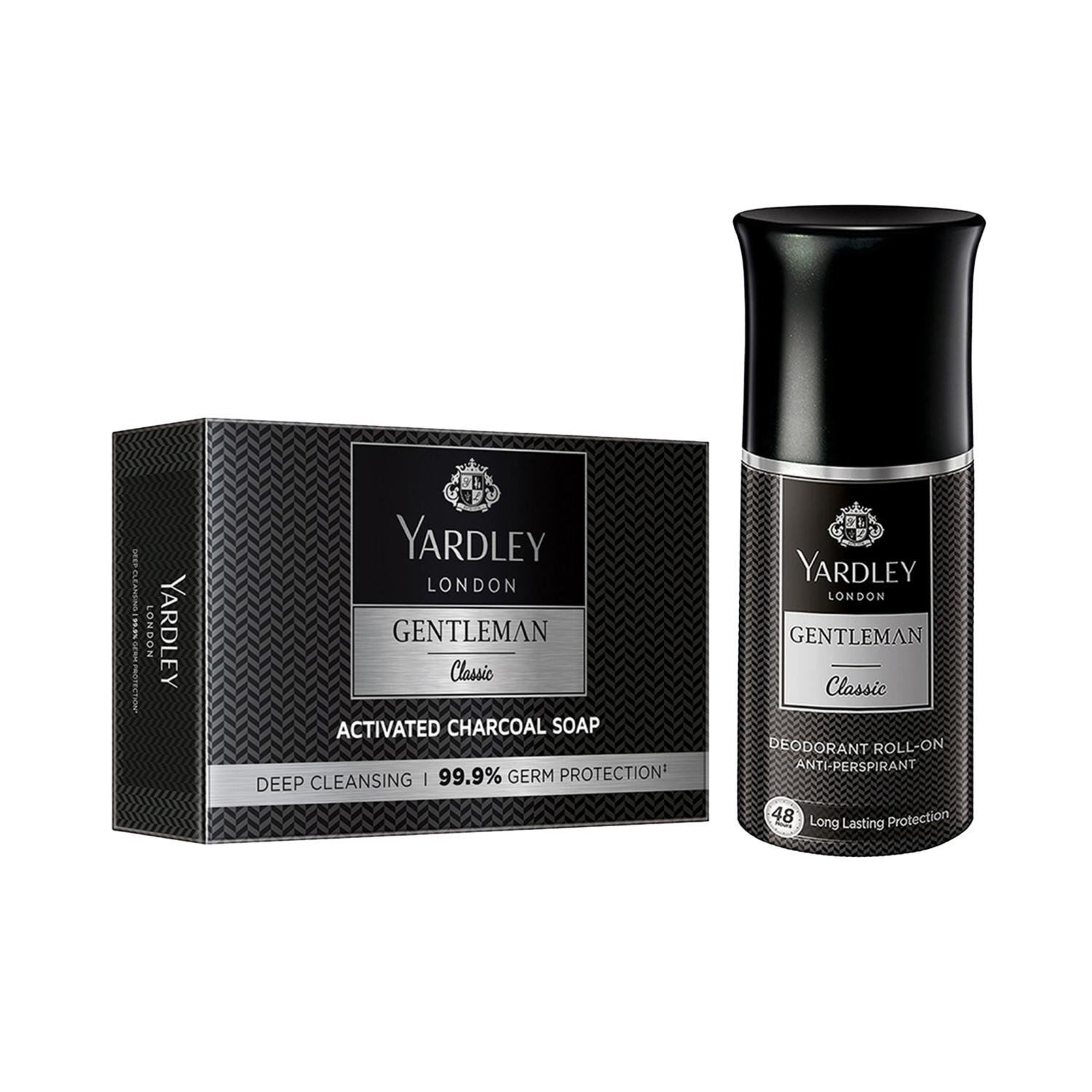 Yardley London | Yardley London Gentleman Classic Activated Charcoal Soap & Classic Deodorant Roll-On Combo