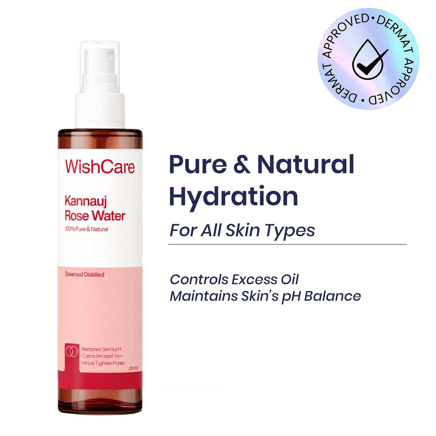 WishCare | WishCare 100% Pure and Natural Kannauj Rose Water Face Toner For Glowing Skin (200 ml)