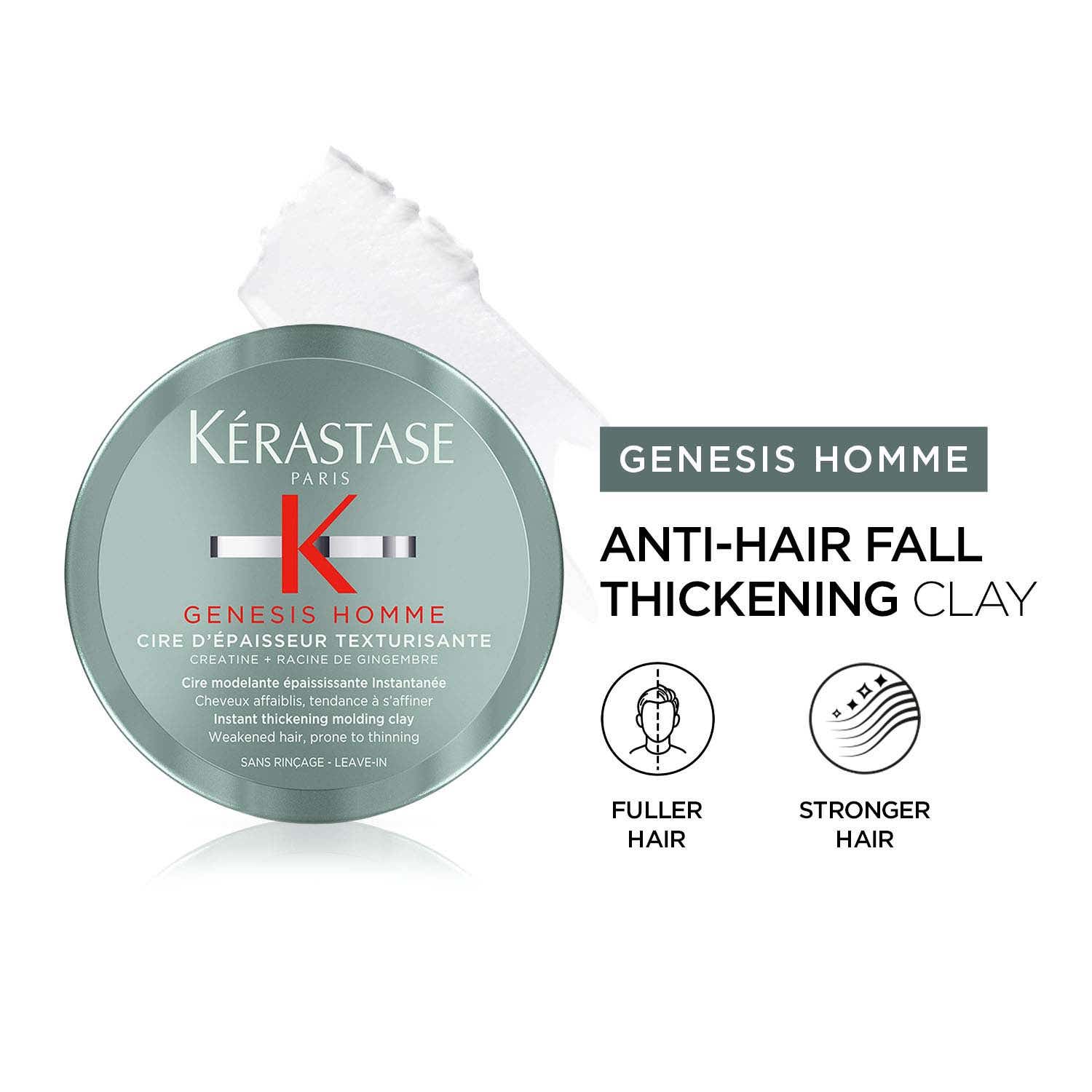 KERASTASE | KERASTASE Genesis Homme Anti-Hair Fall Thickening Clay, For Weakened Hair, Prone to Thinning (75 ml)