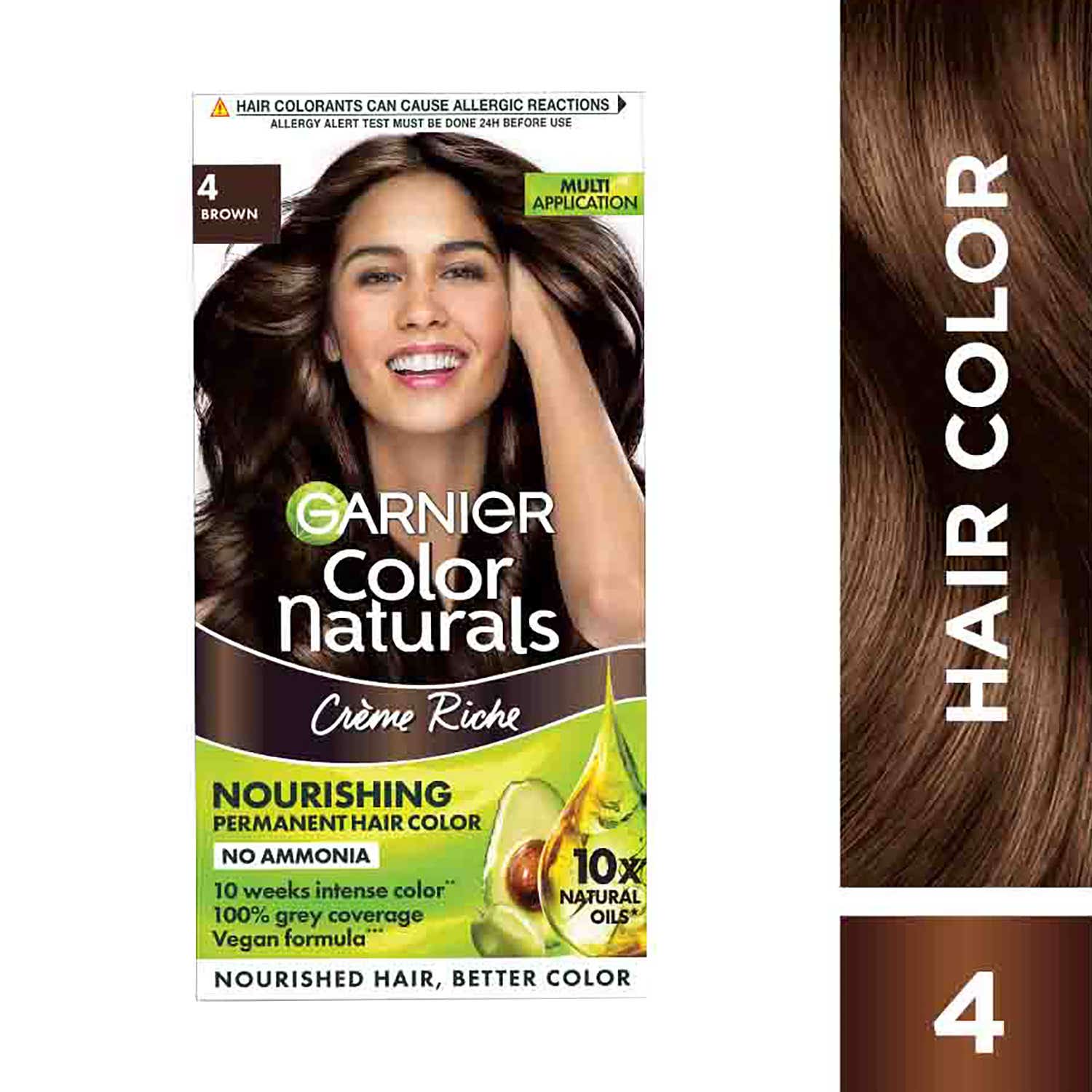 Garnier | Garnier Color Naturals Creme Riche Hair Color - 4 Brown (70ml+60g)